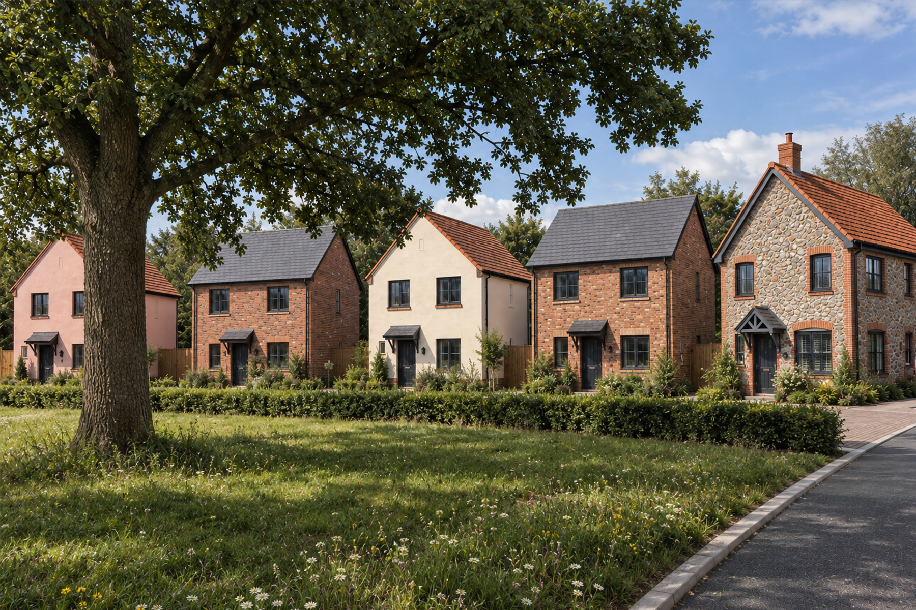 AI Example street scene of the crescent forming the entrance to phase 2a.
