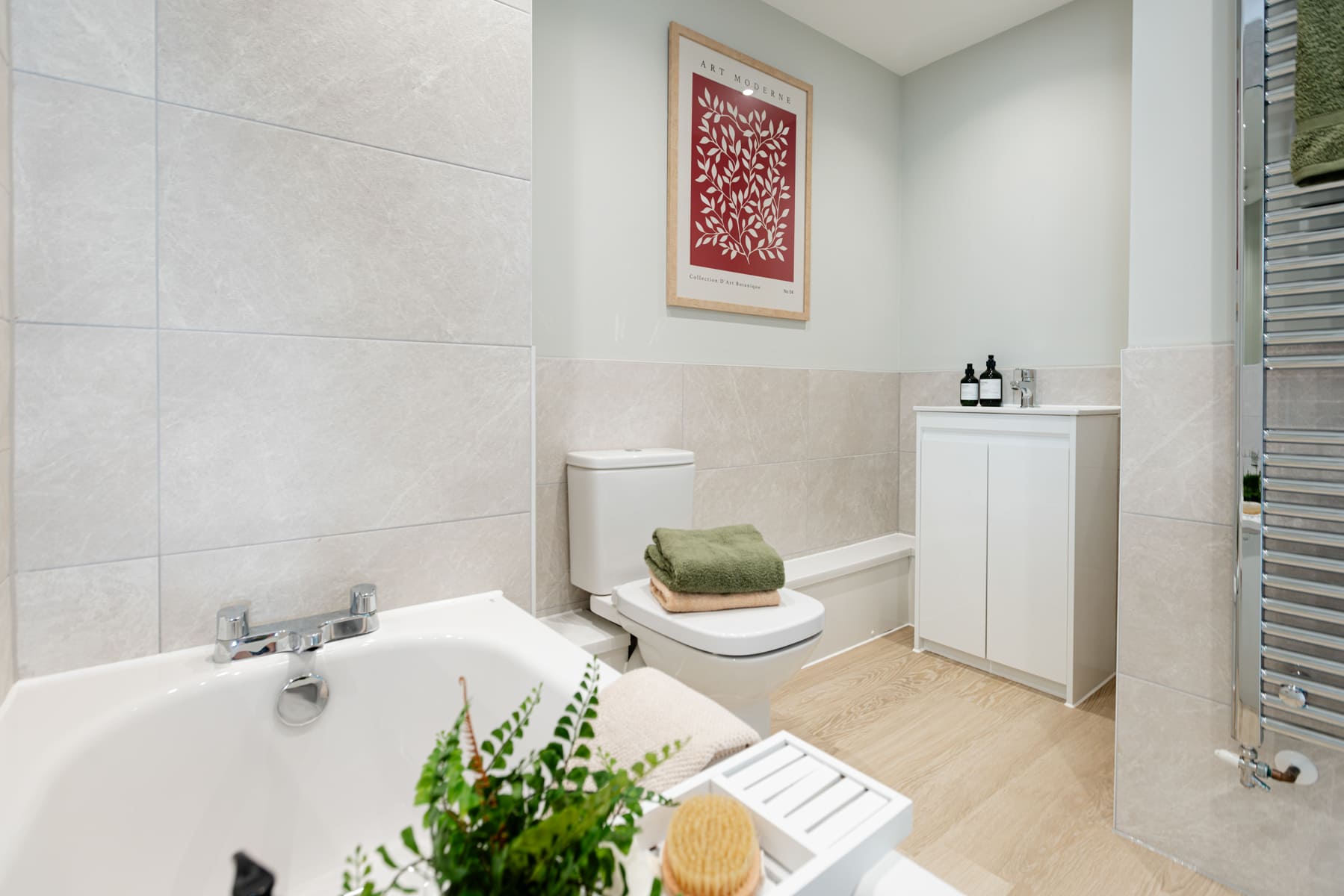 Bath, toilet and sink