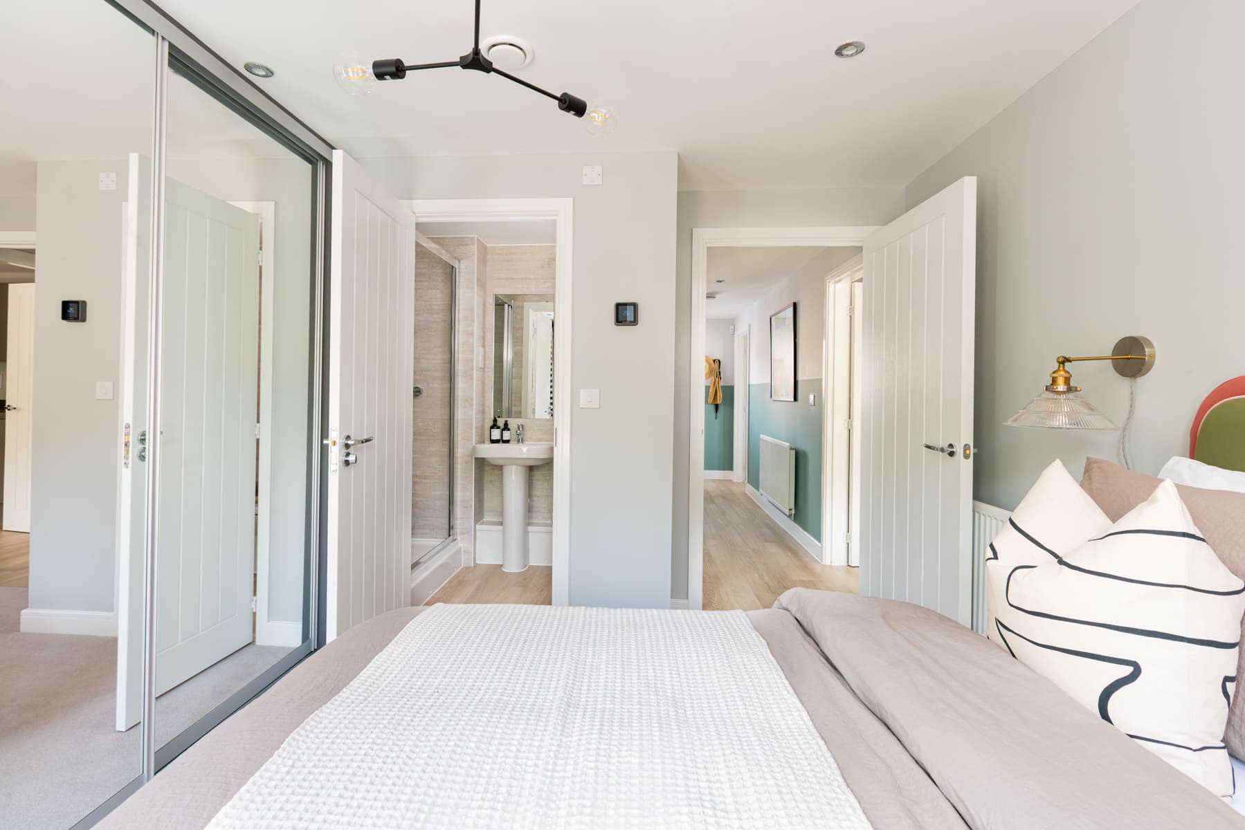 Double bed and wardrobes