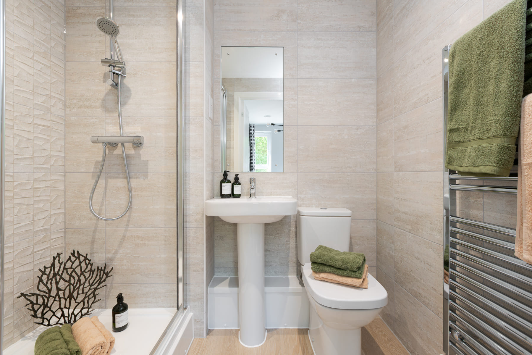 Toilet, sink and shower