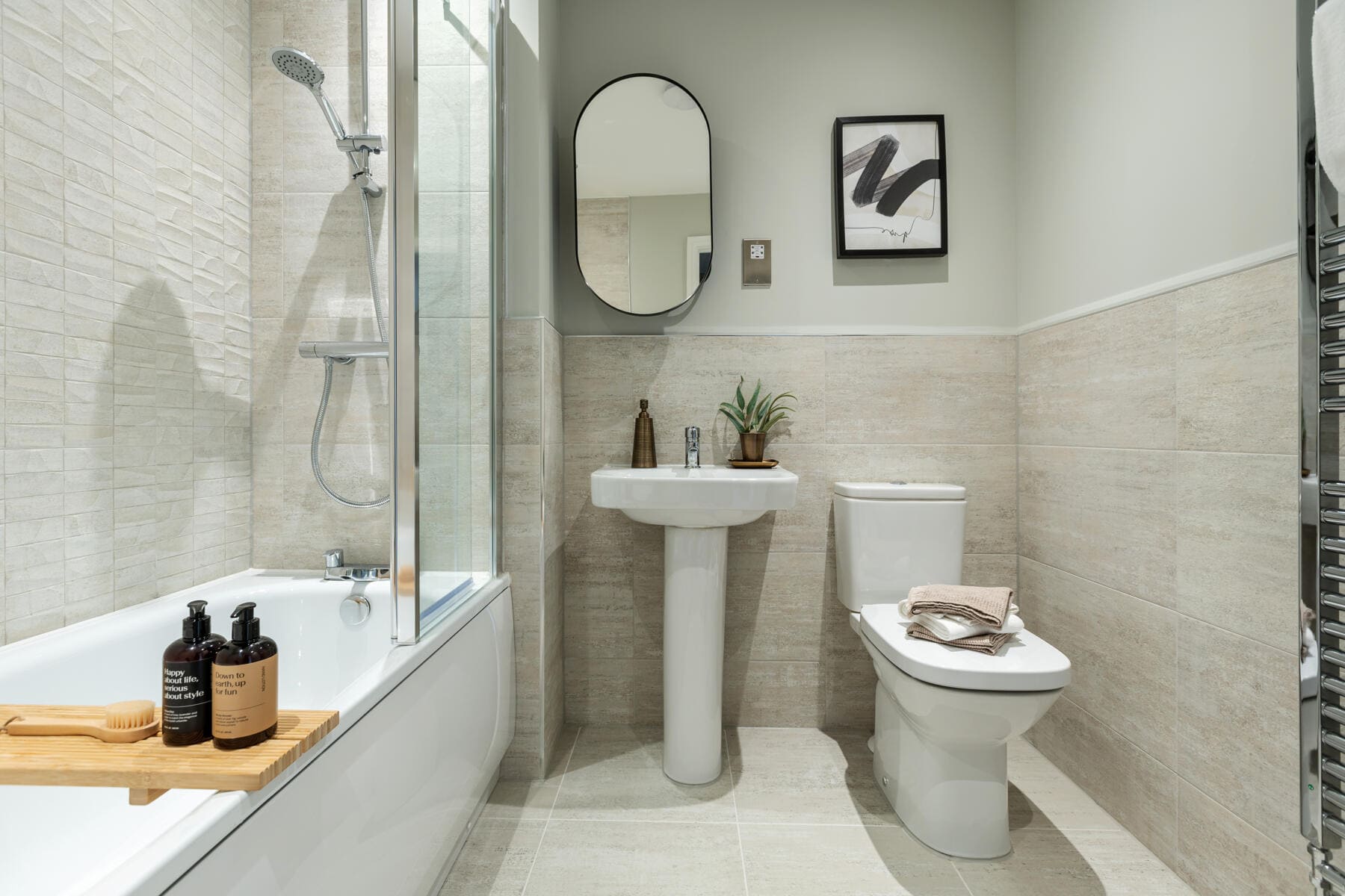 Shower over the bath and toilet