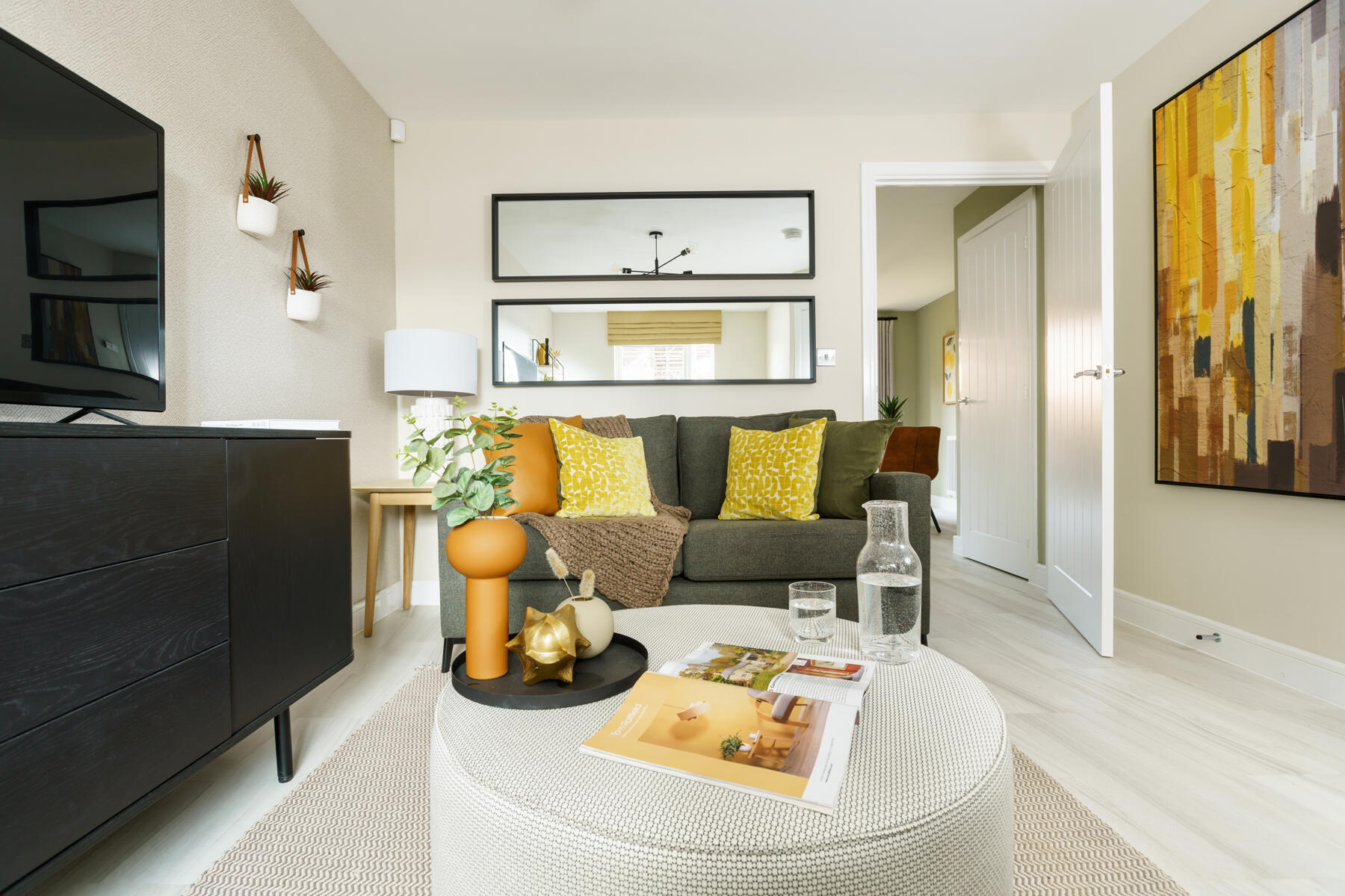 Coffee table and sofa