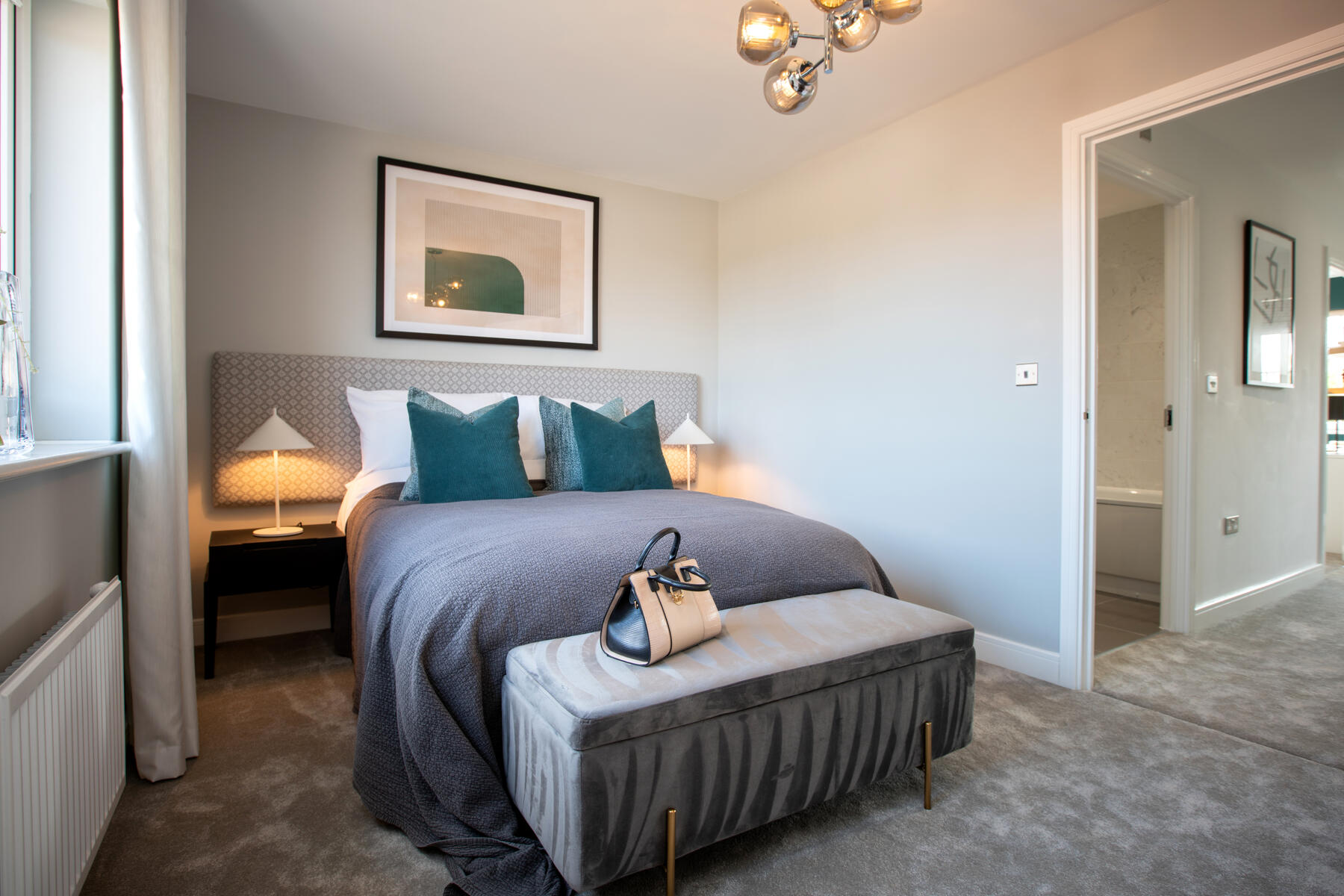 Double bed in bedroom