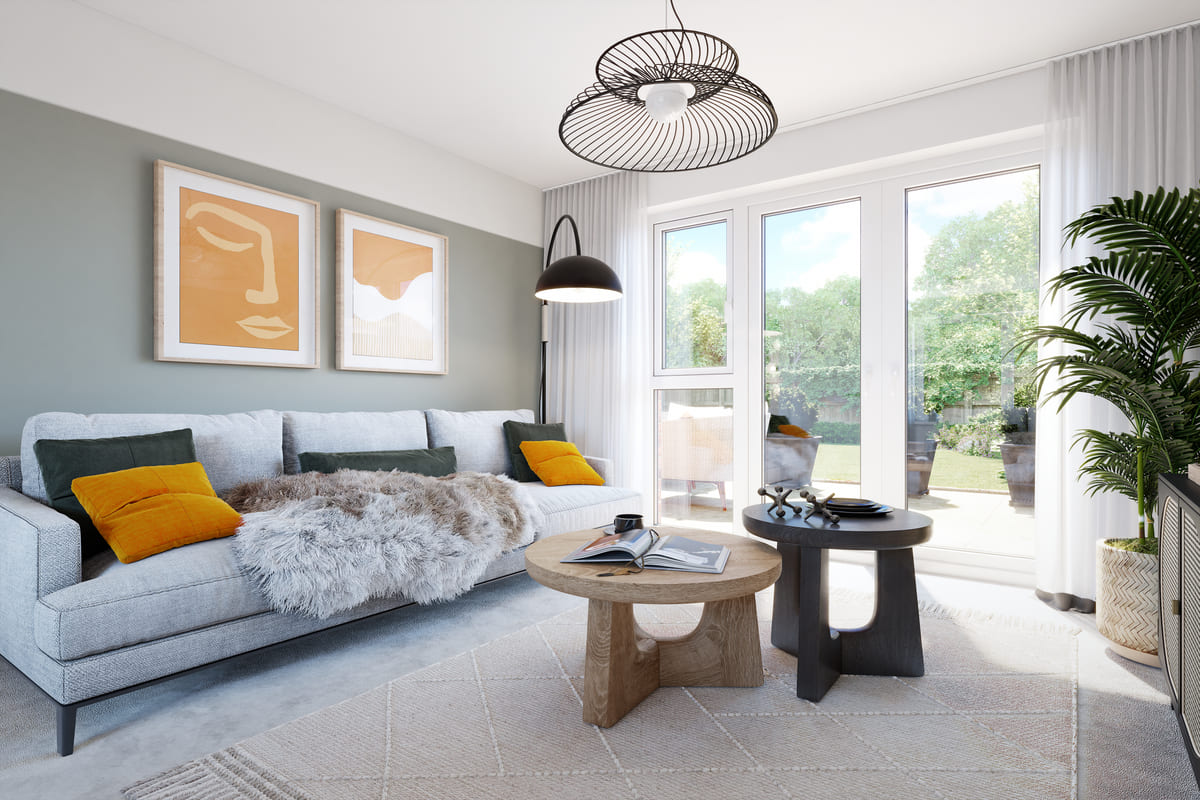 Living room with french doors