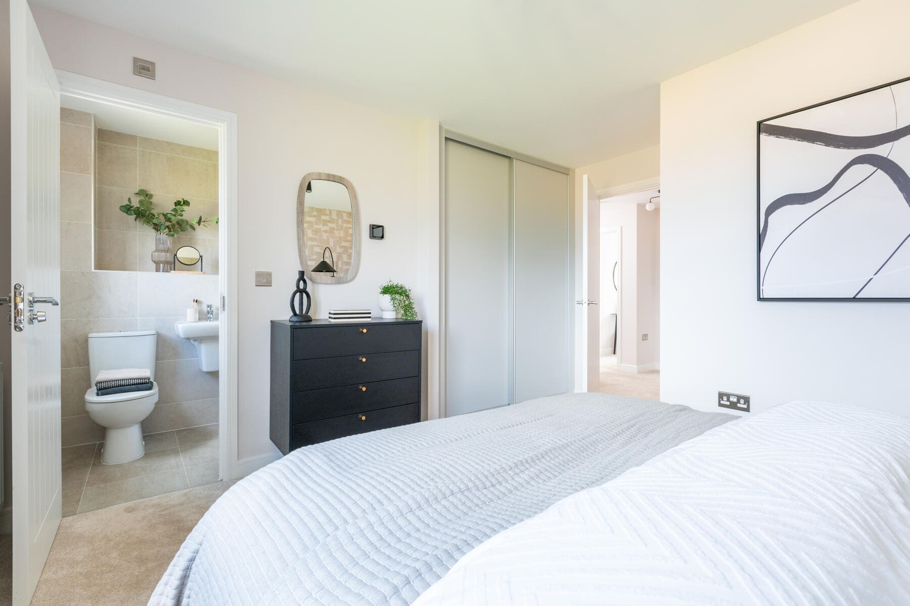King size bed with fitted wardrobes