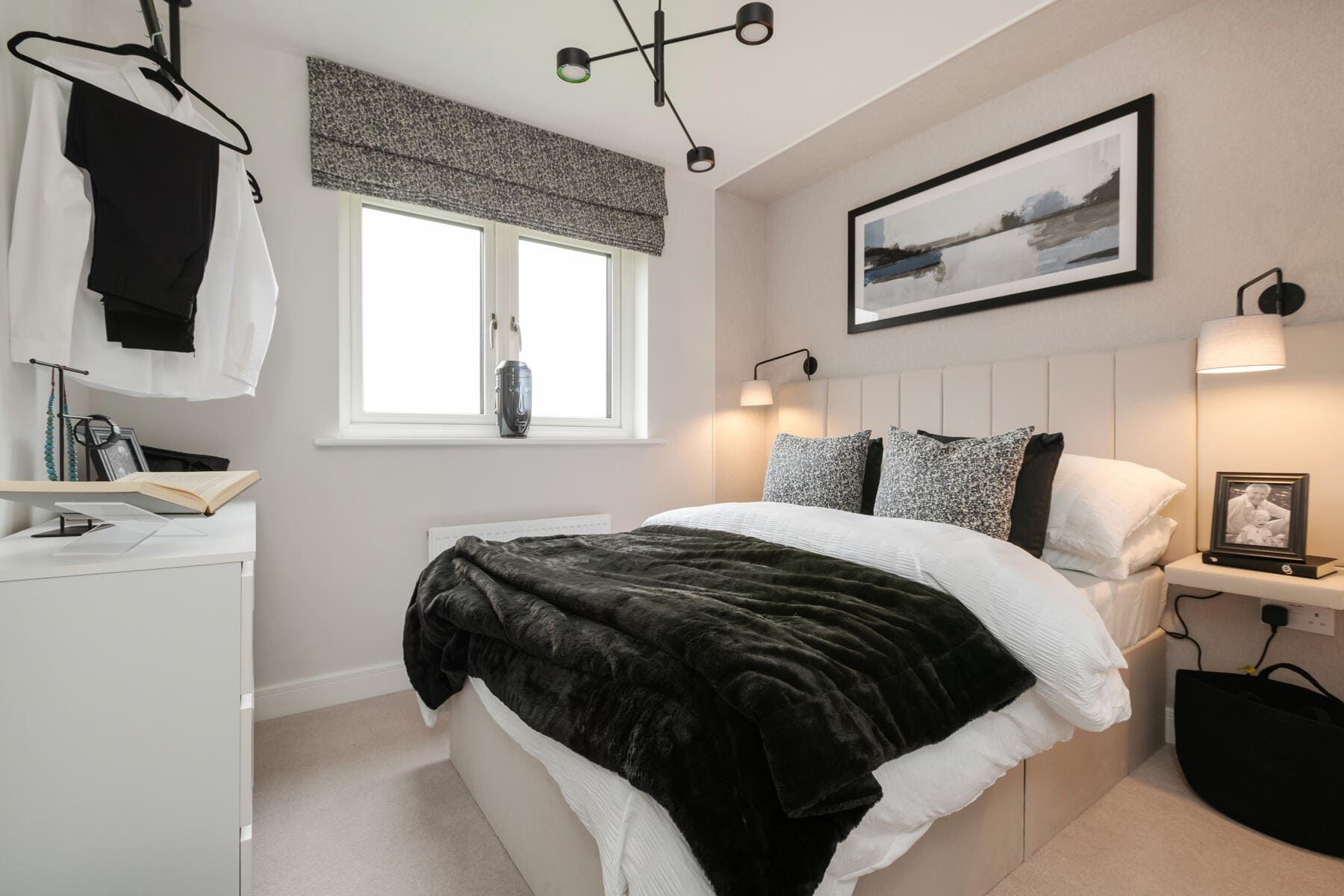 Double bed with bedside tables