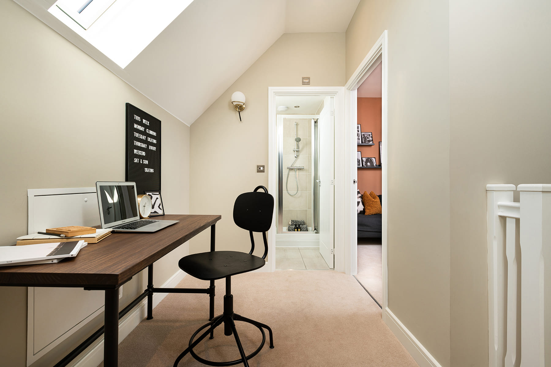 Second floor landing with desk