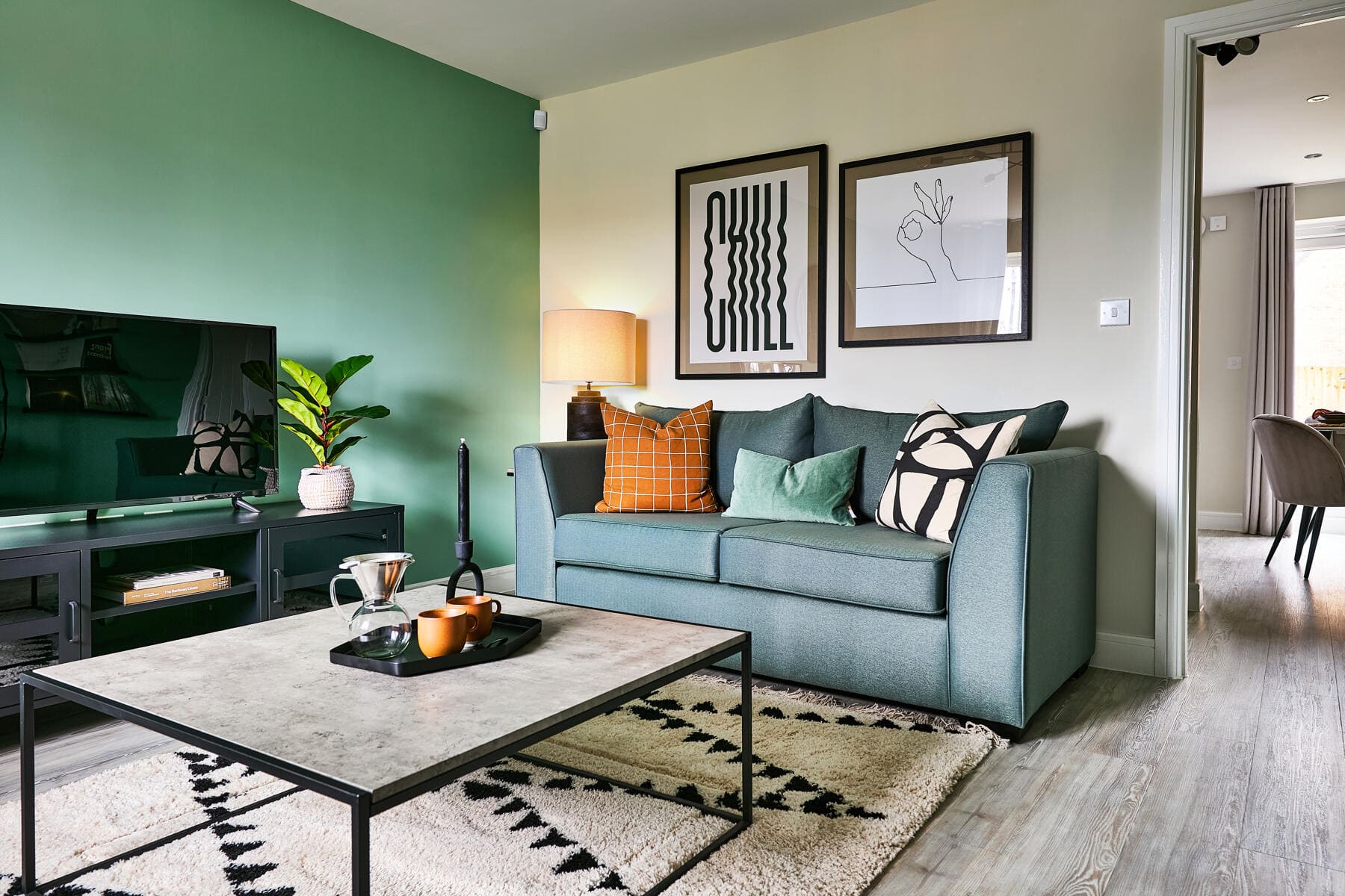 Sofa and coffee table in lounge