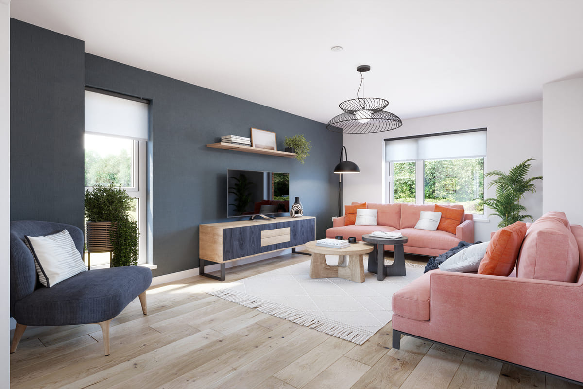 Living room with windows