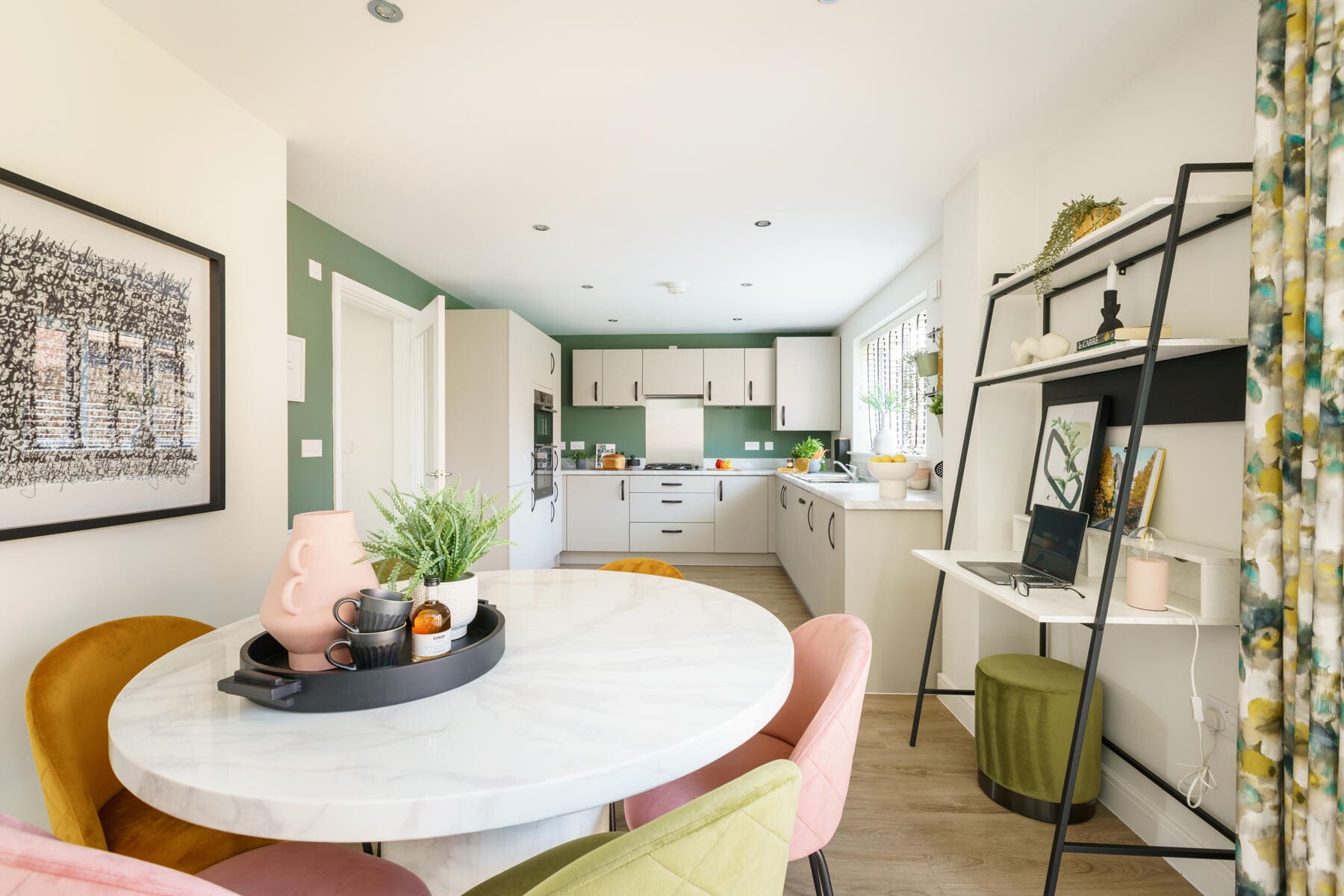 Kitchen cupboards and dining table