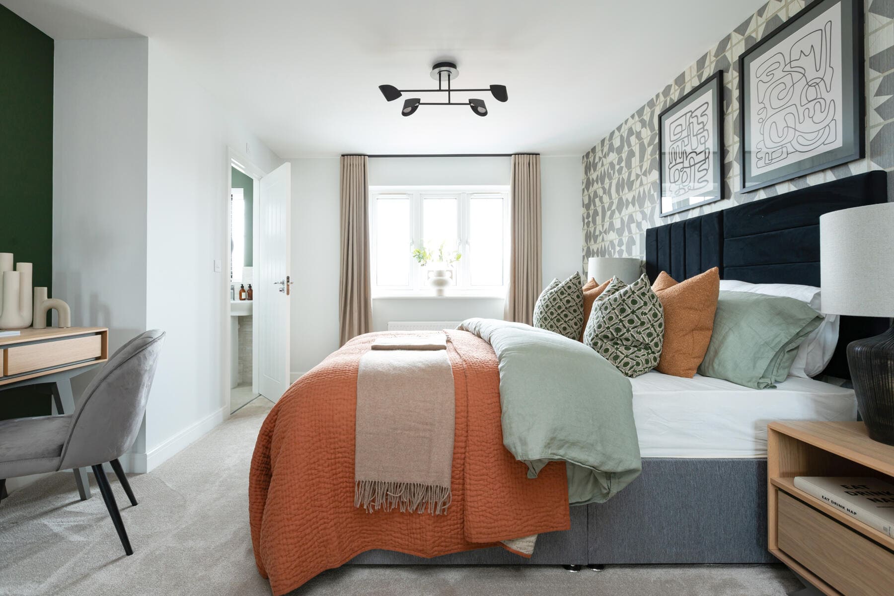 King-size bed in bedroom