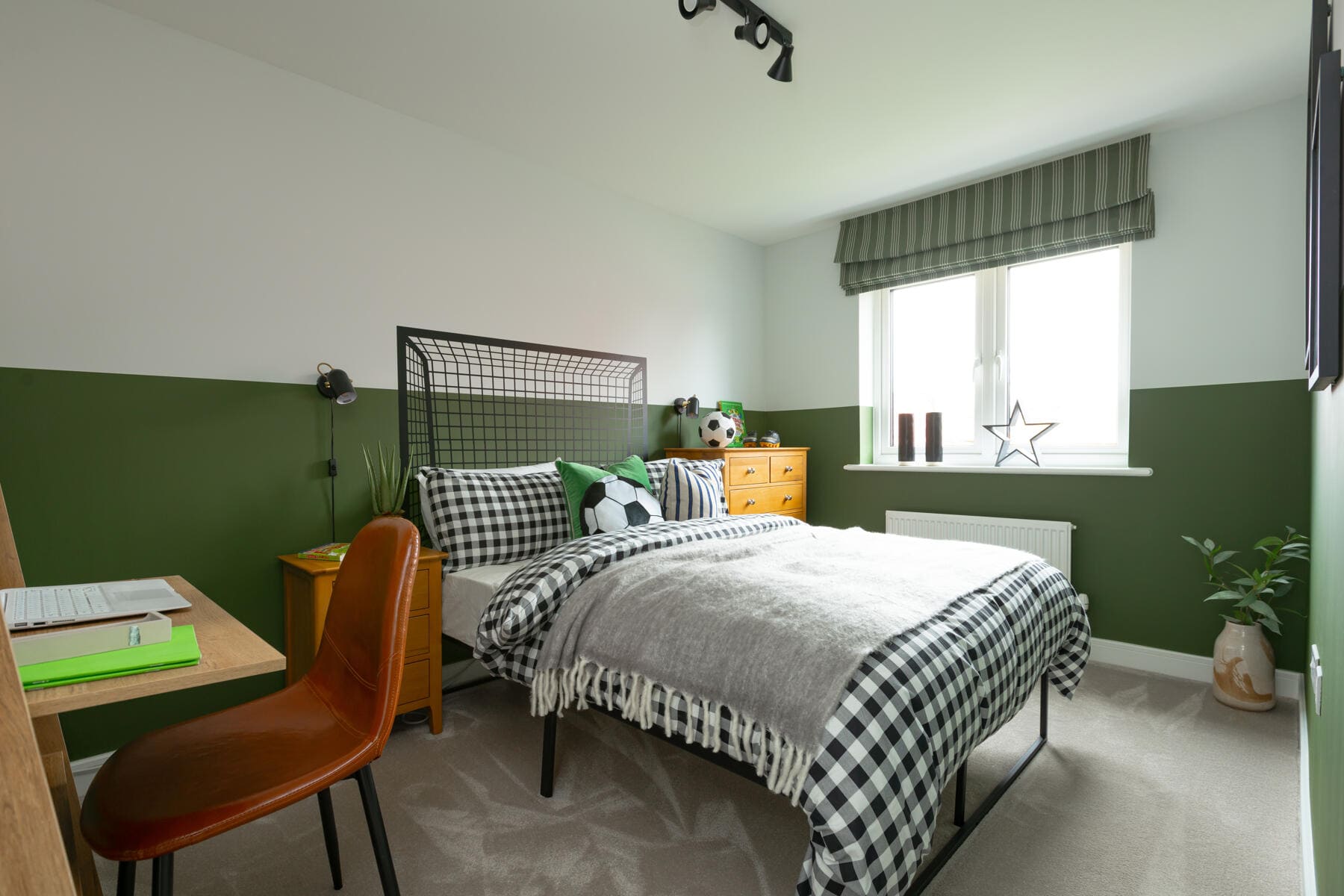 Double bed with desk