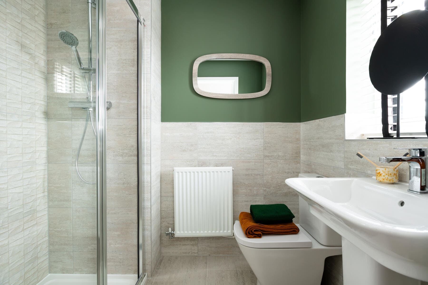 Toilet, sink and shower