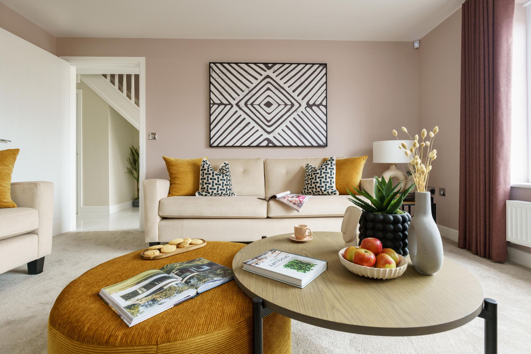 Coffee table and sofa in lounge