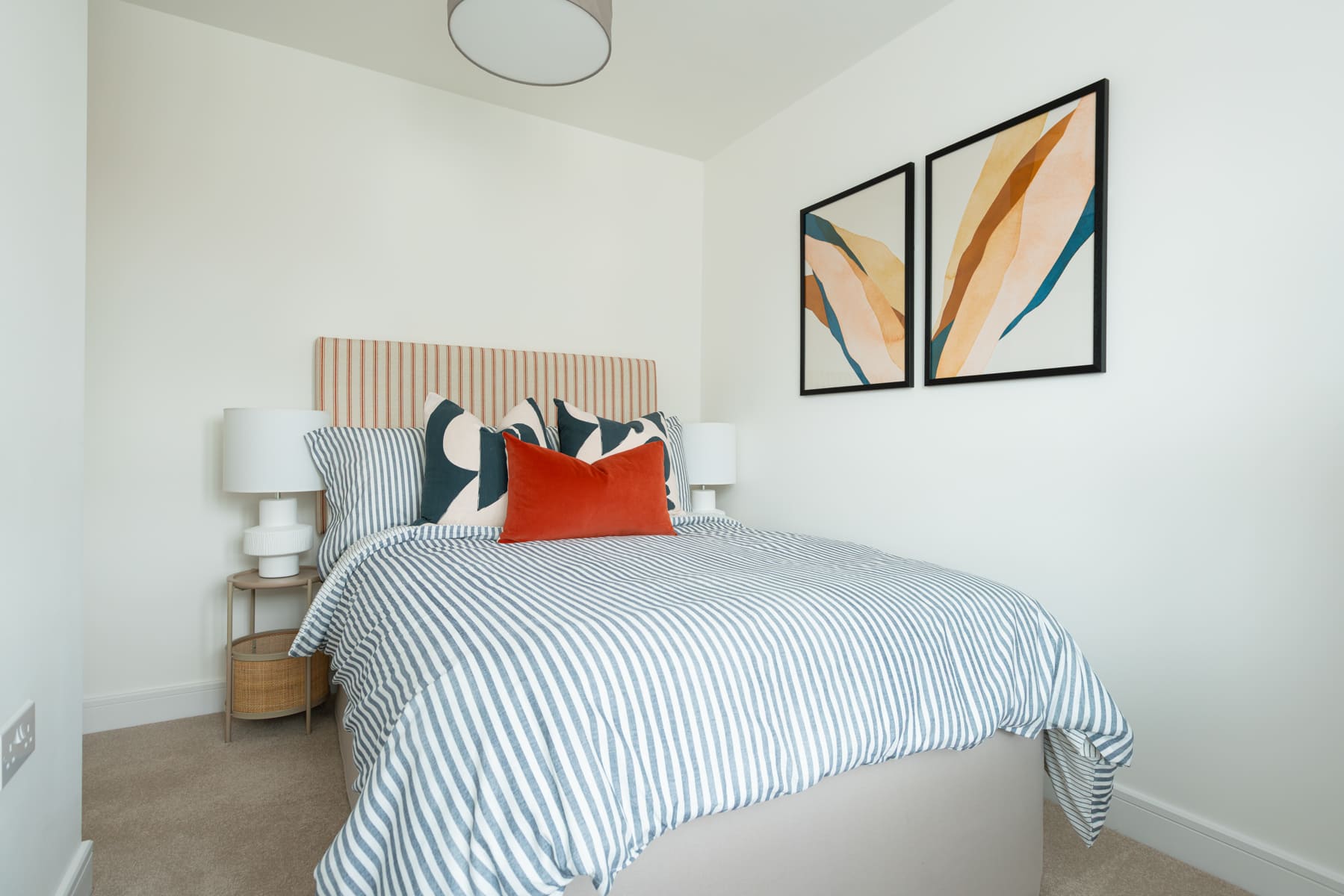 Double bed and bedside table