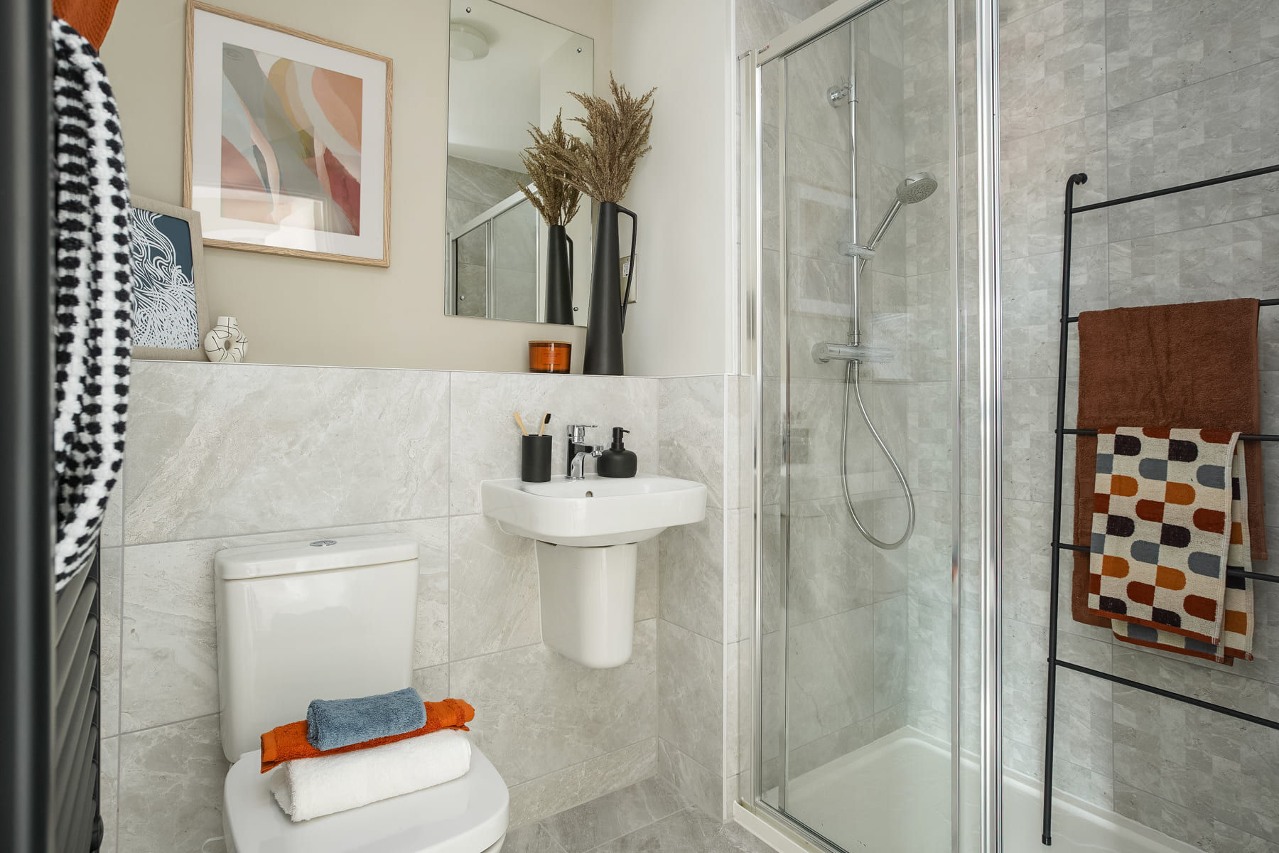 Toilet, sink and shower