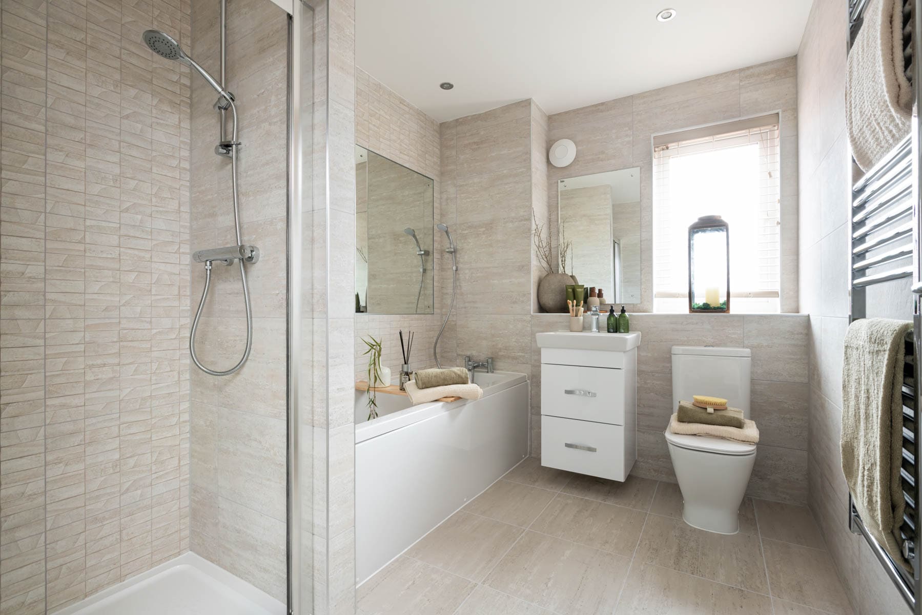 Bath & shower in bathroom