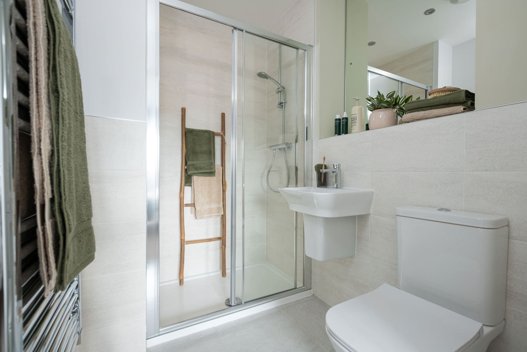 Toilet, sink and shower