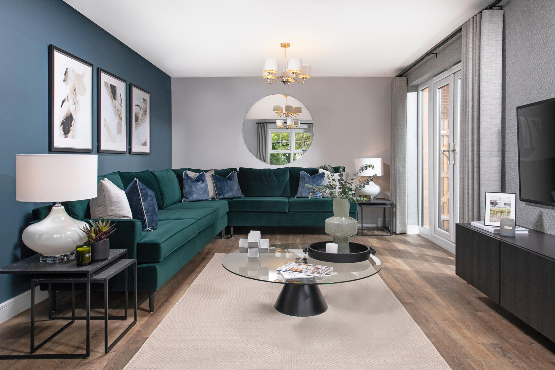 Living room with French doors