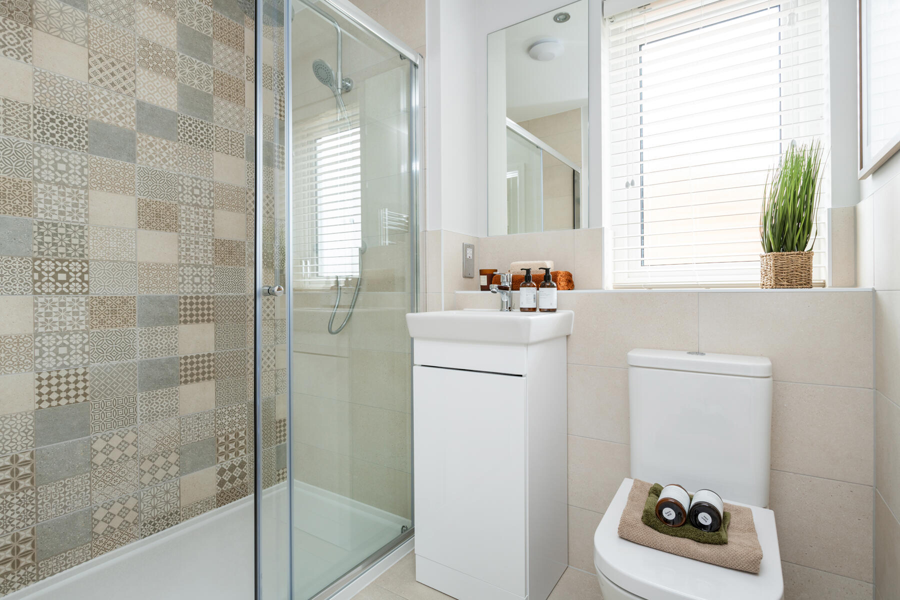 Toilet, sink and shower