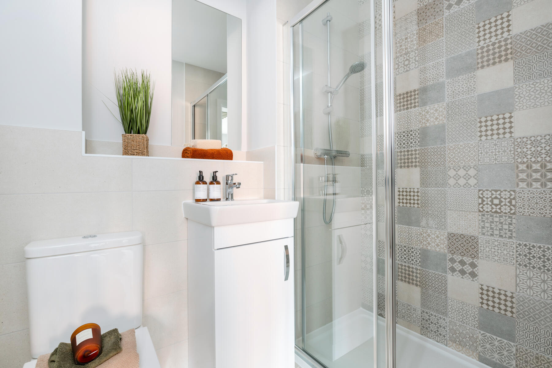 Toilet, sink and shower