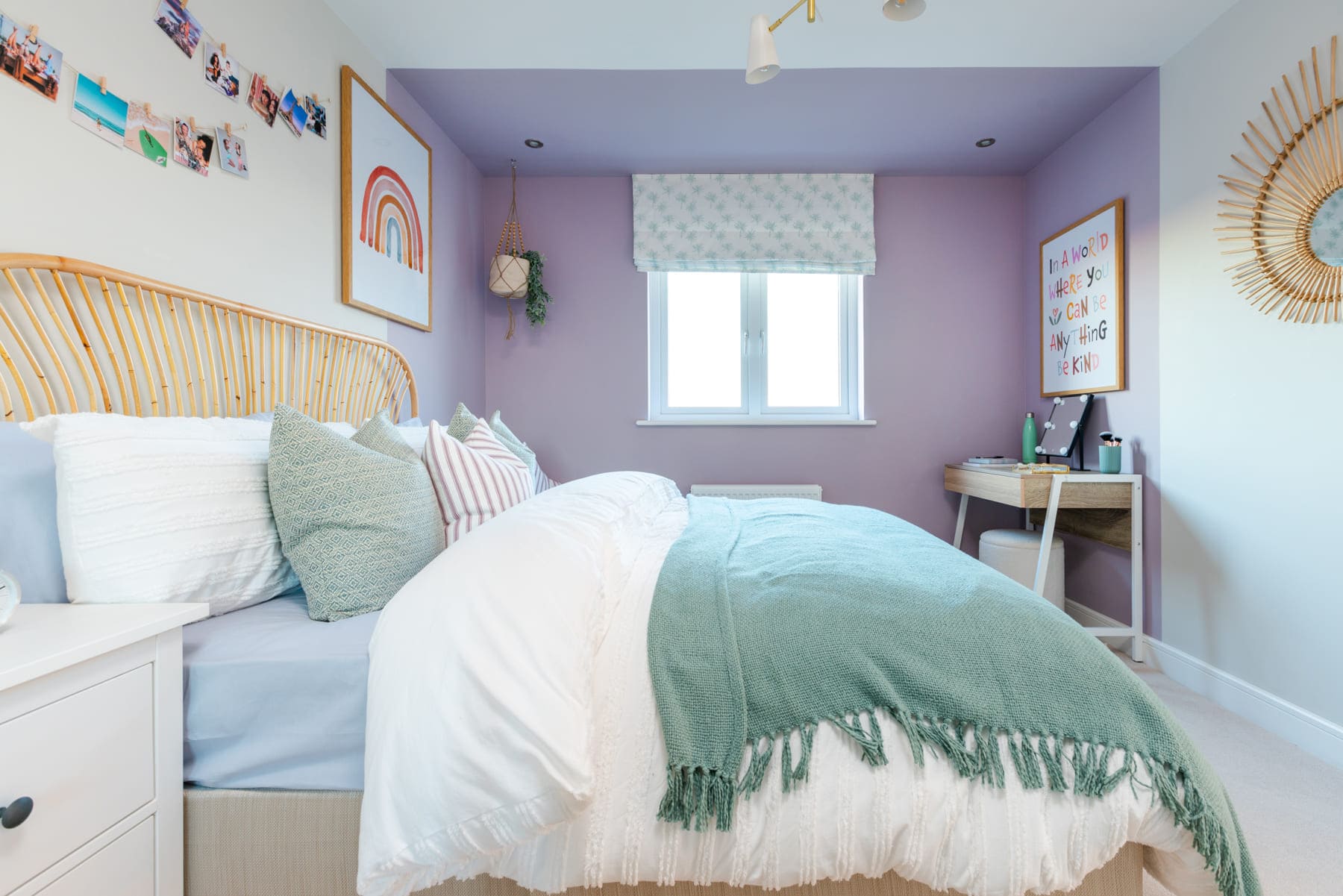 Double bed with desk