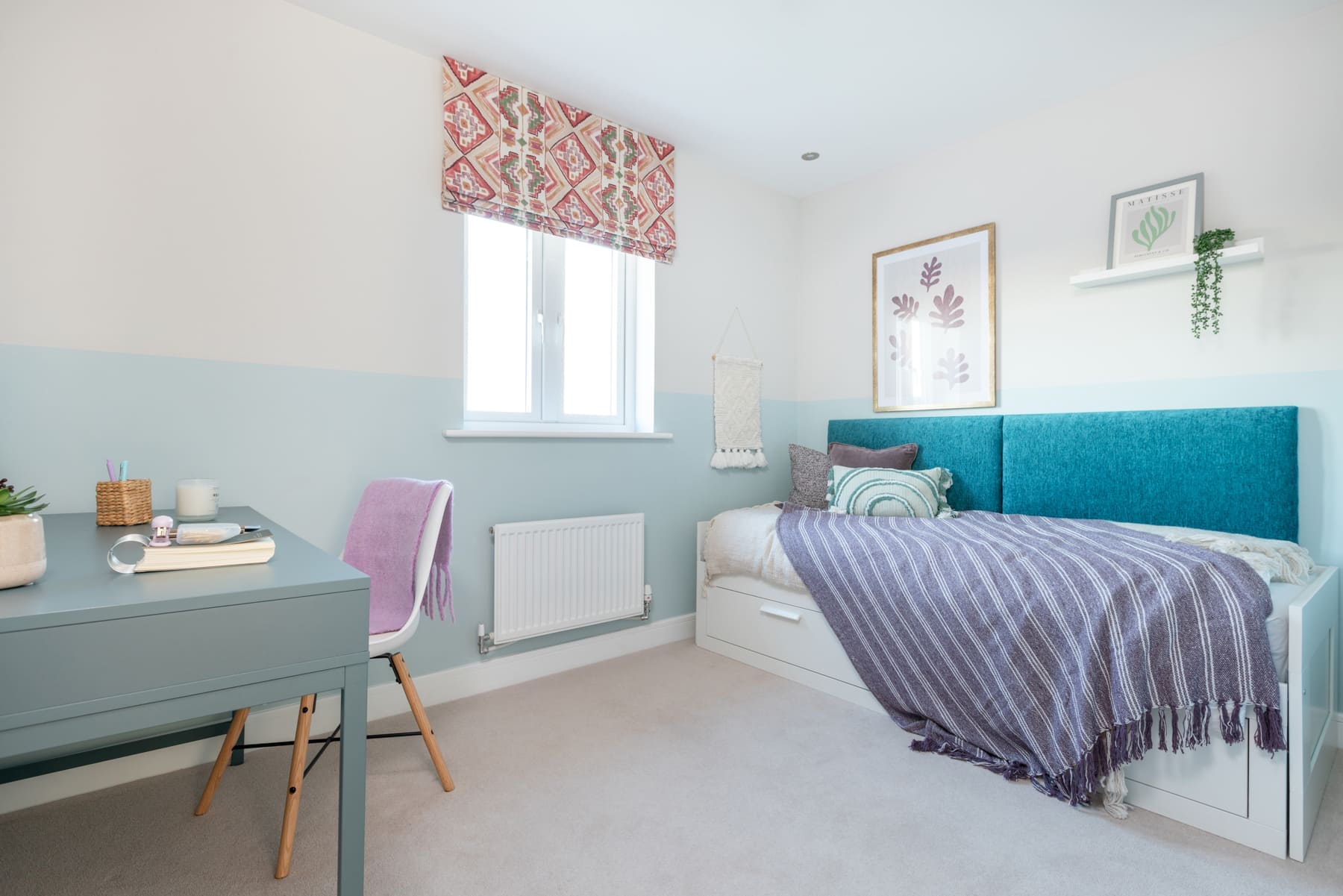 Single bed with desk