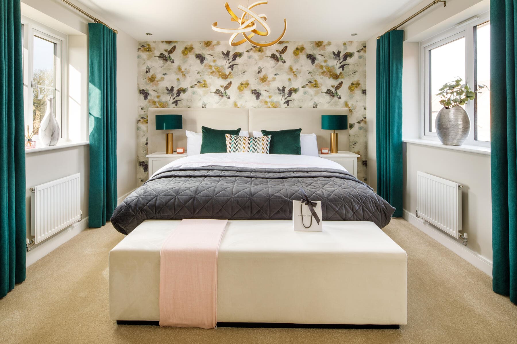 King size bed with ottoman