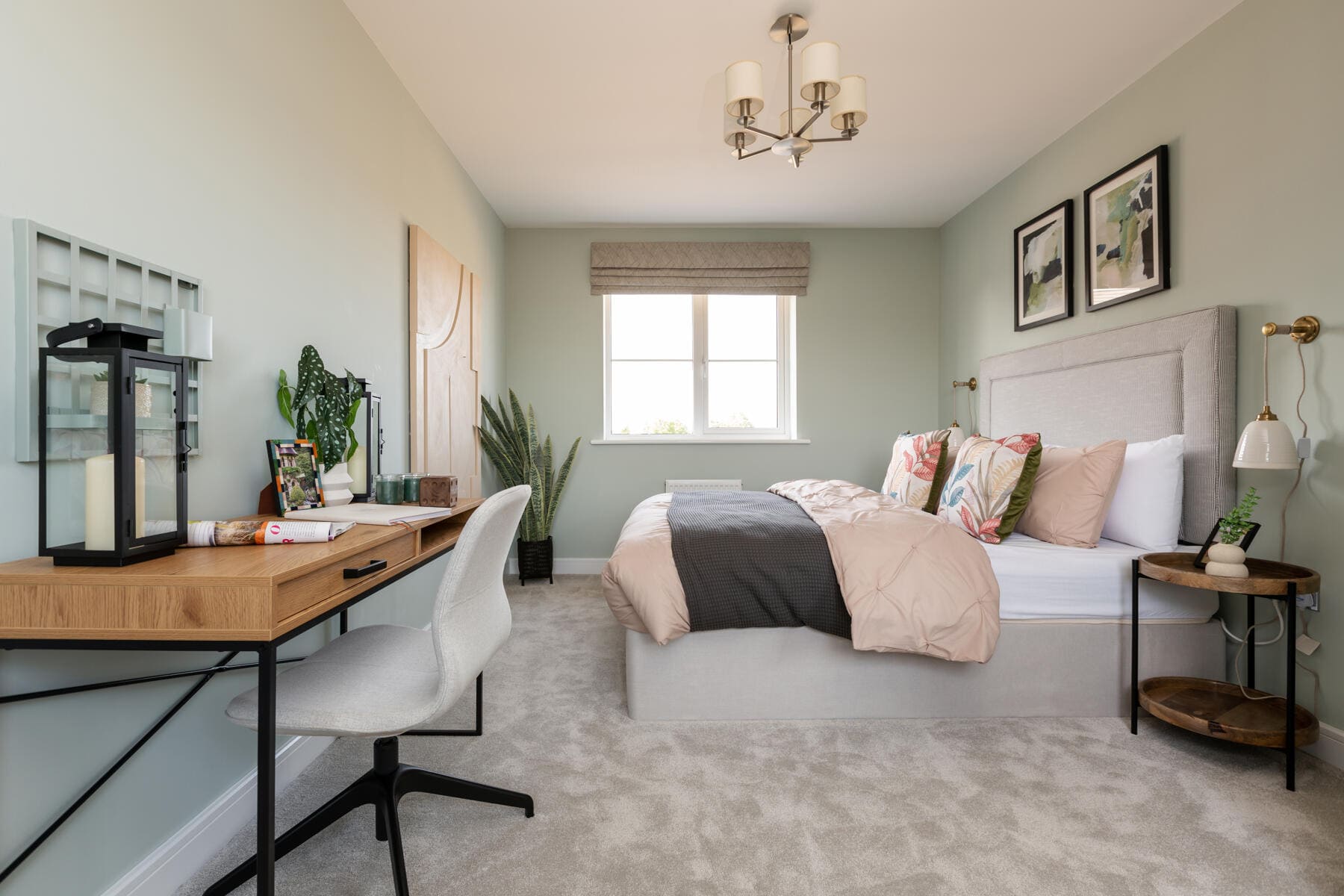 Double bed with desk