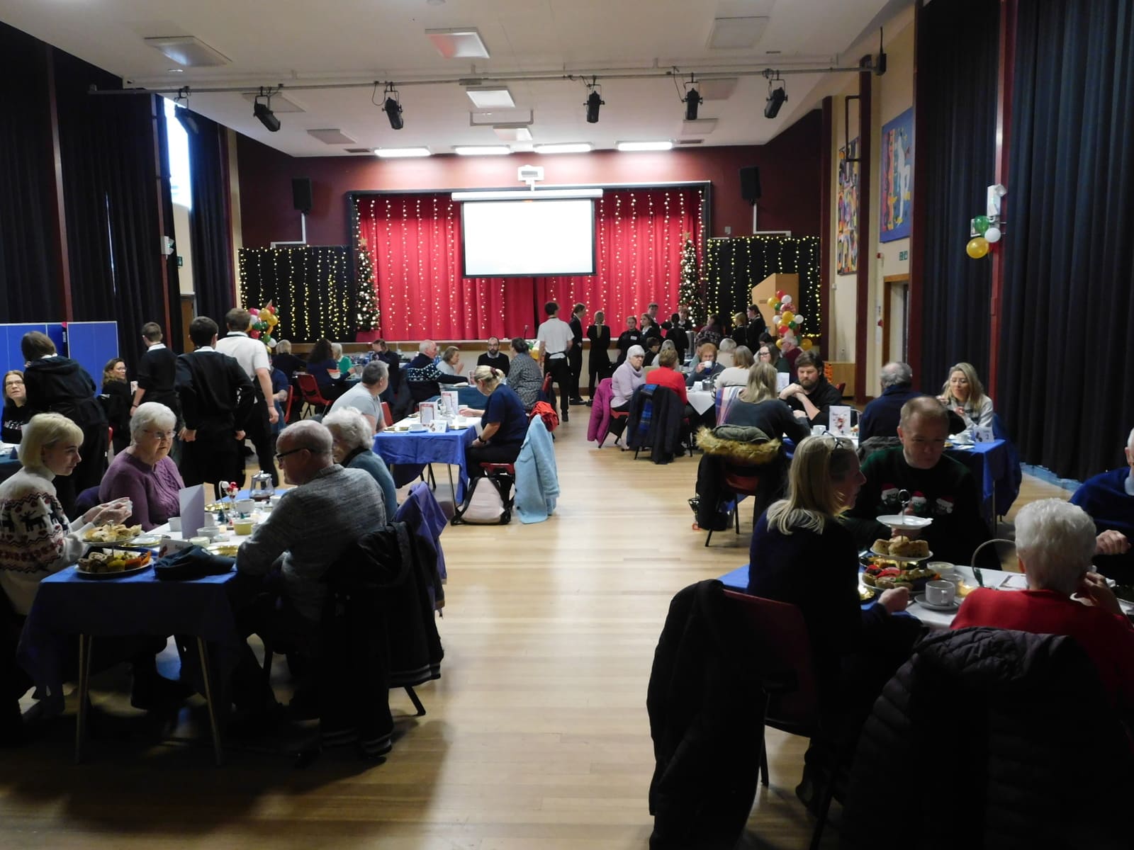 School hall with local residents