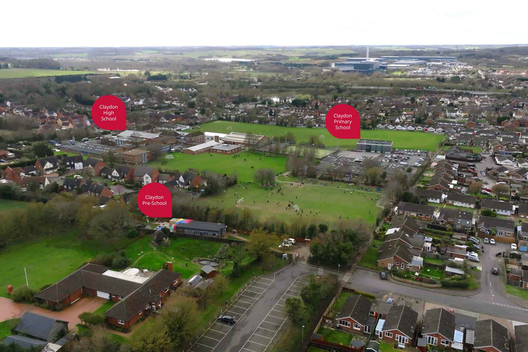 Aerial view of local schools