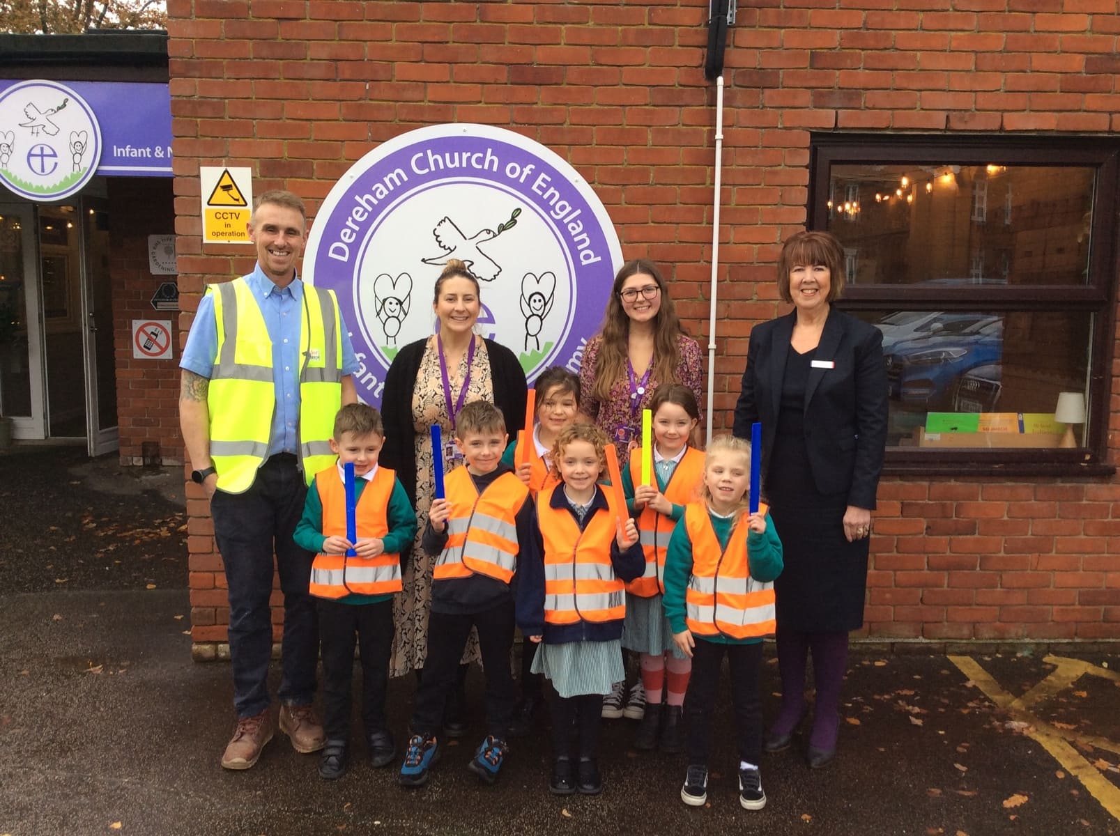 Children wearing reflective items