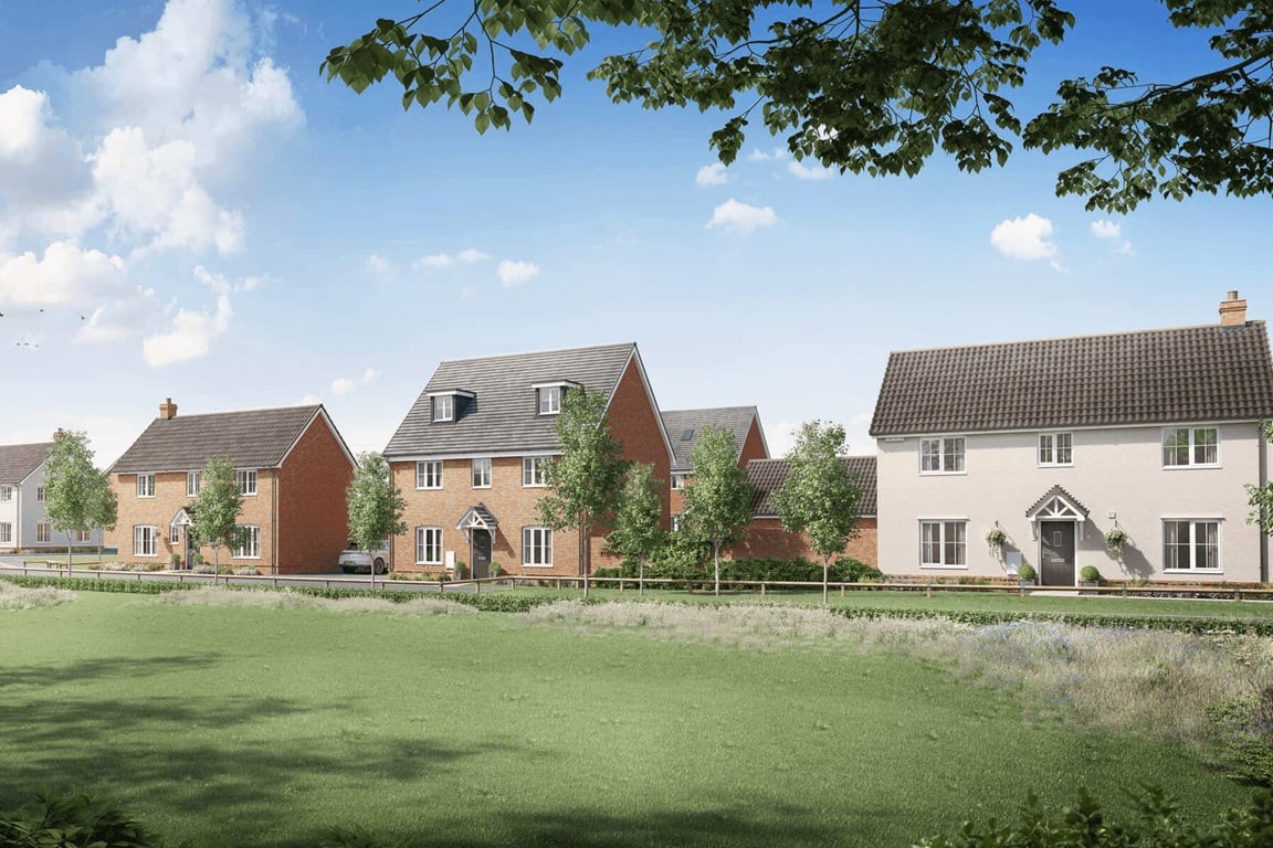 Etling Grove street scene with green space