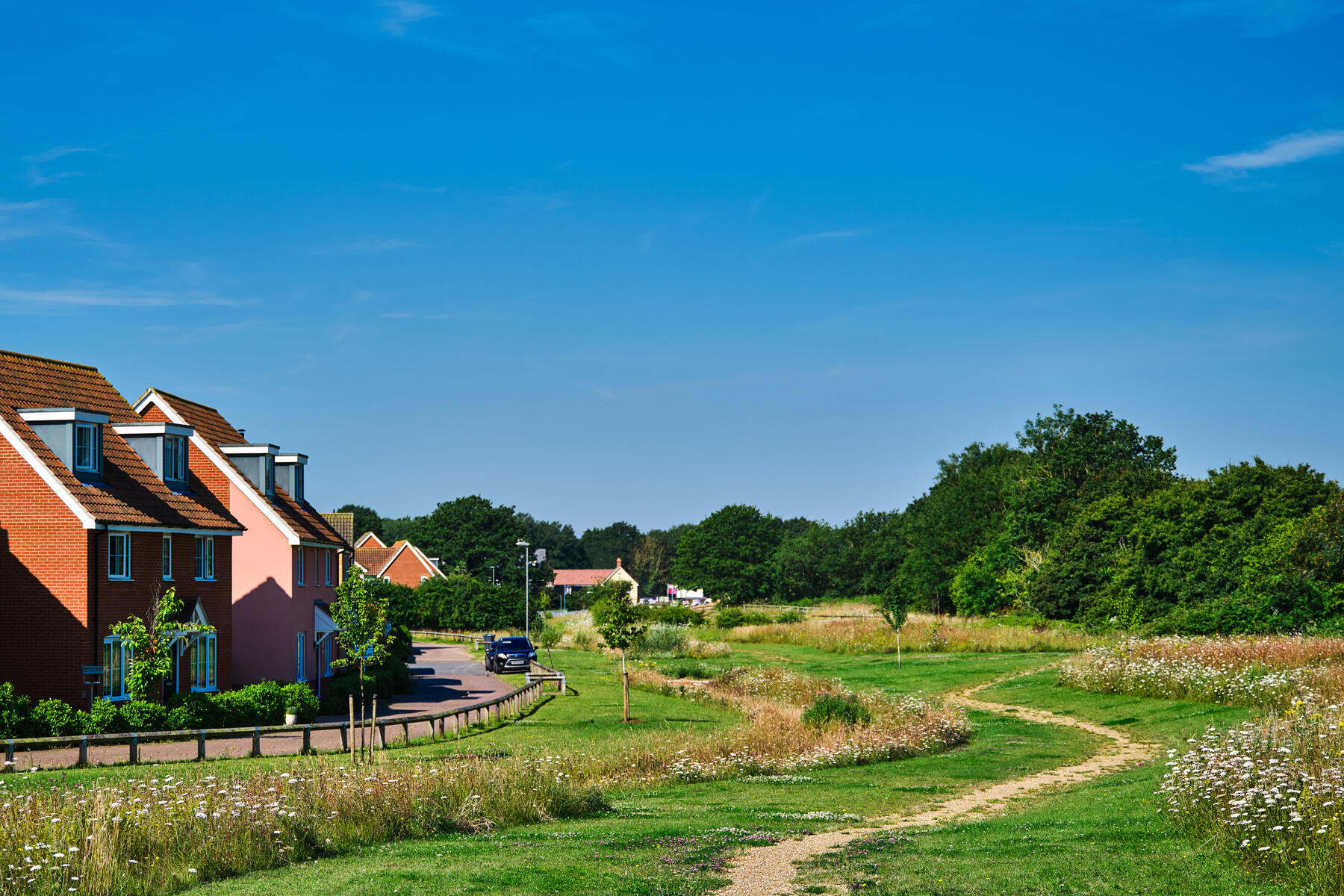 Green open space with path at Etling View