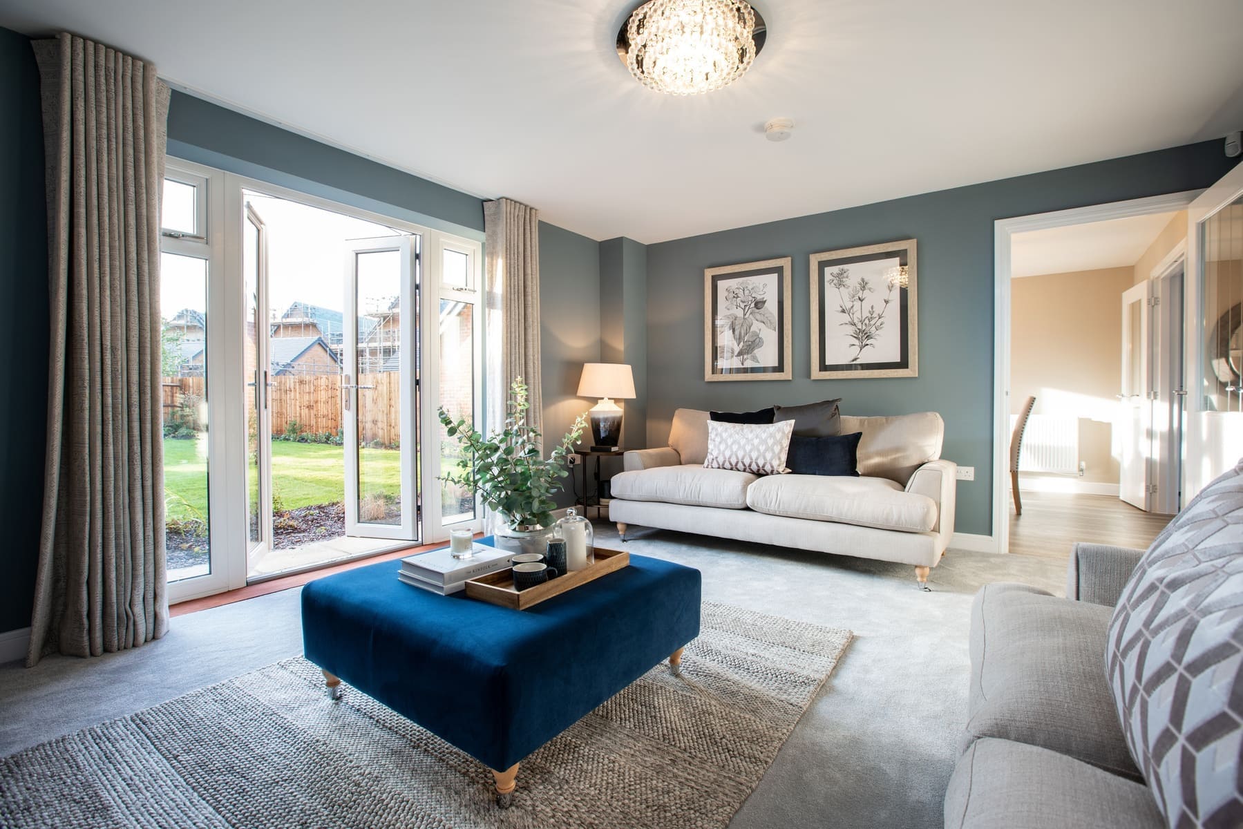 Lounge with French doors to garden