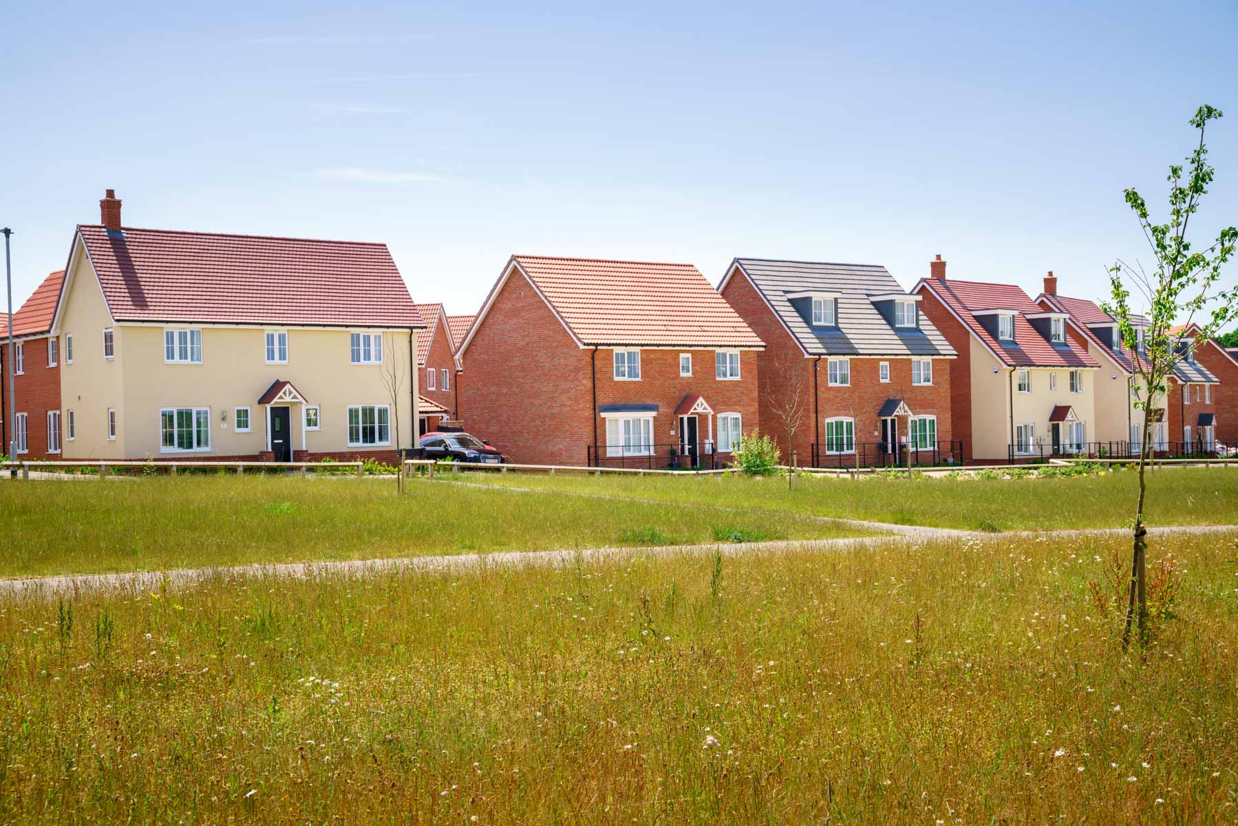 Northfield View detached homes with footpath