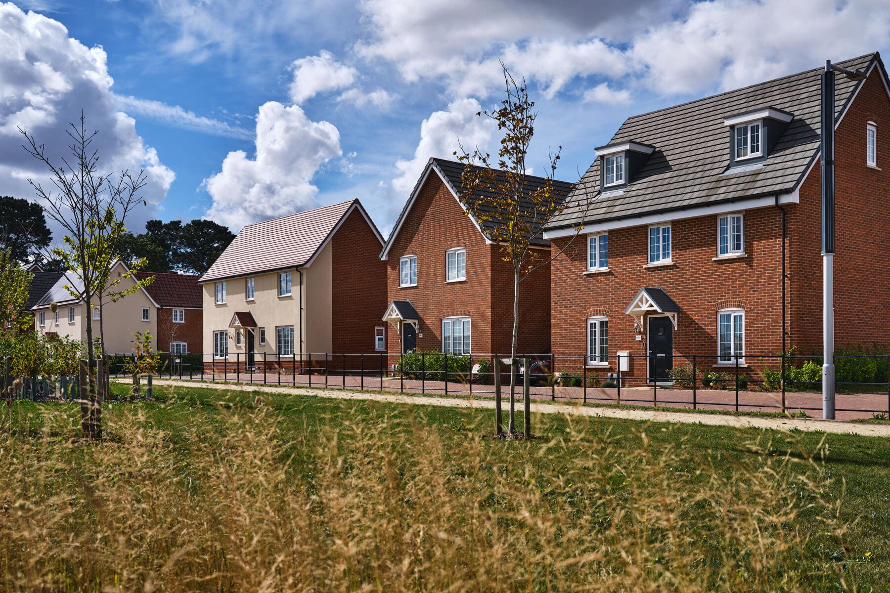 Street scene with green space at Wolsey Grange