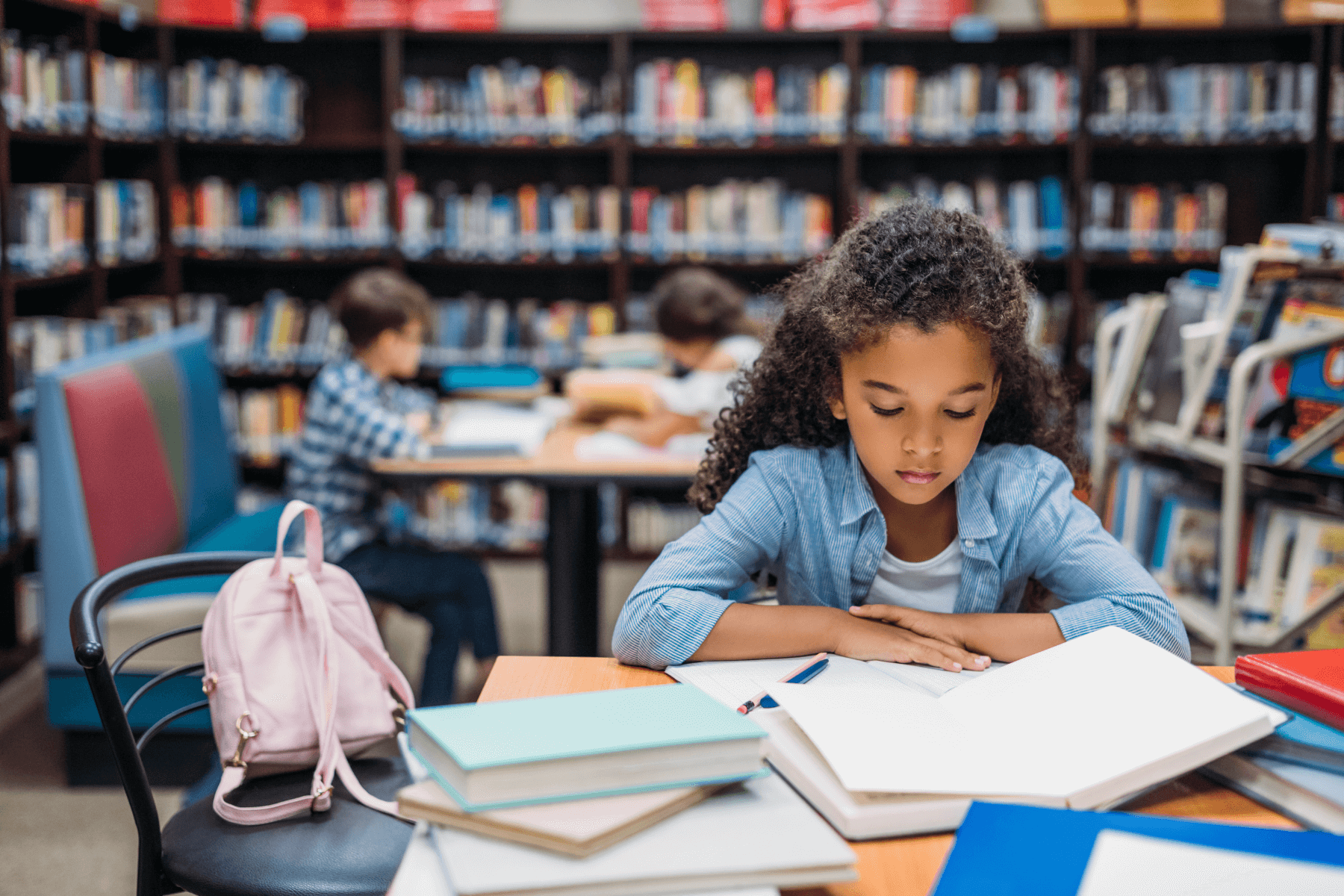 Girl in library