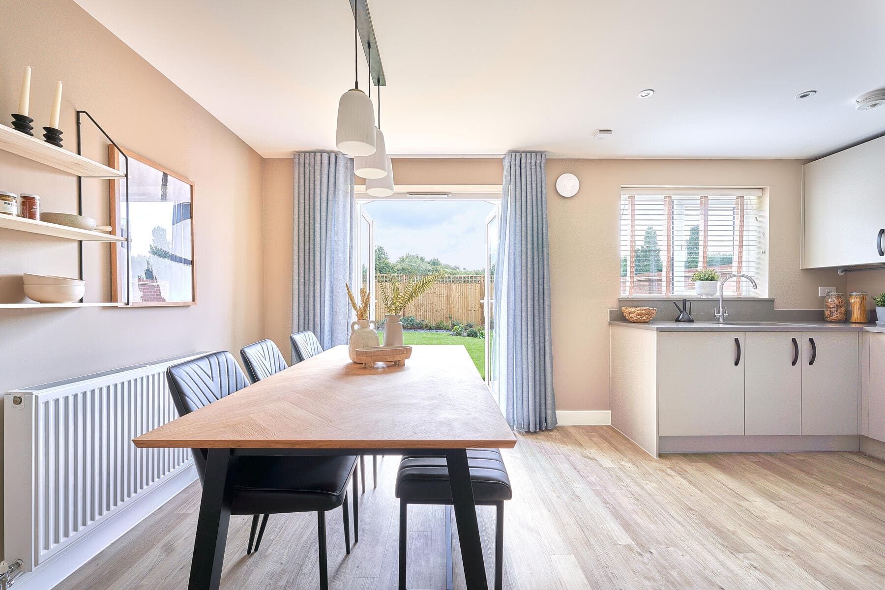 Dining room with view of garden
