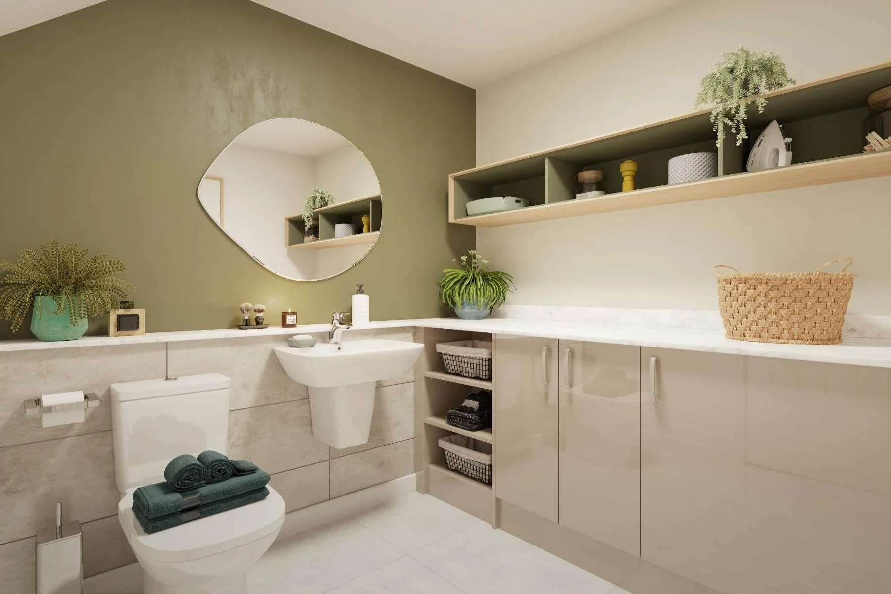 A separate Utility and cloakroom, keeping the Kitchen clutter free