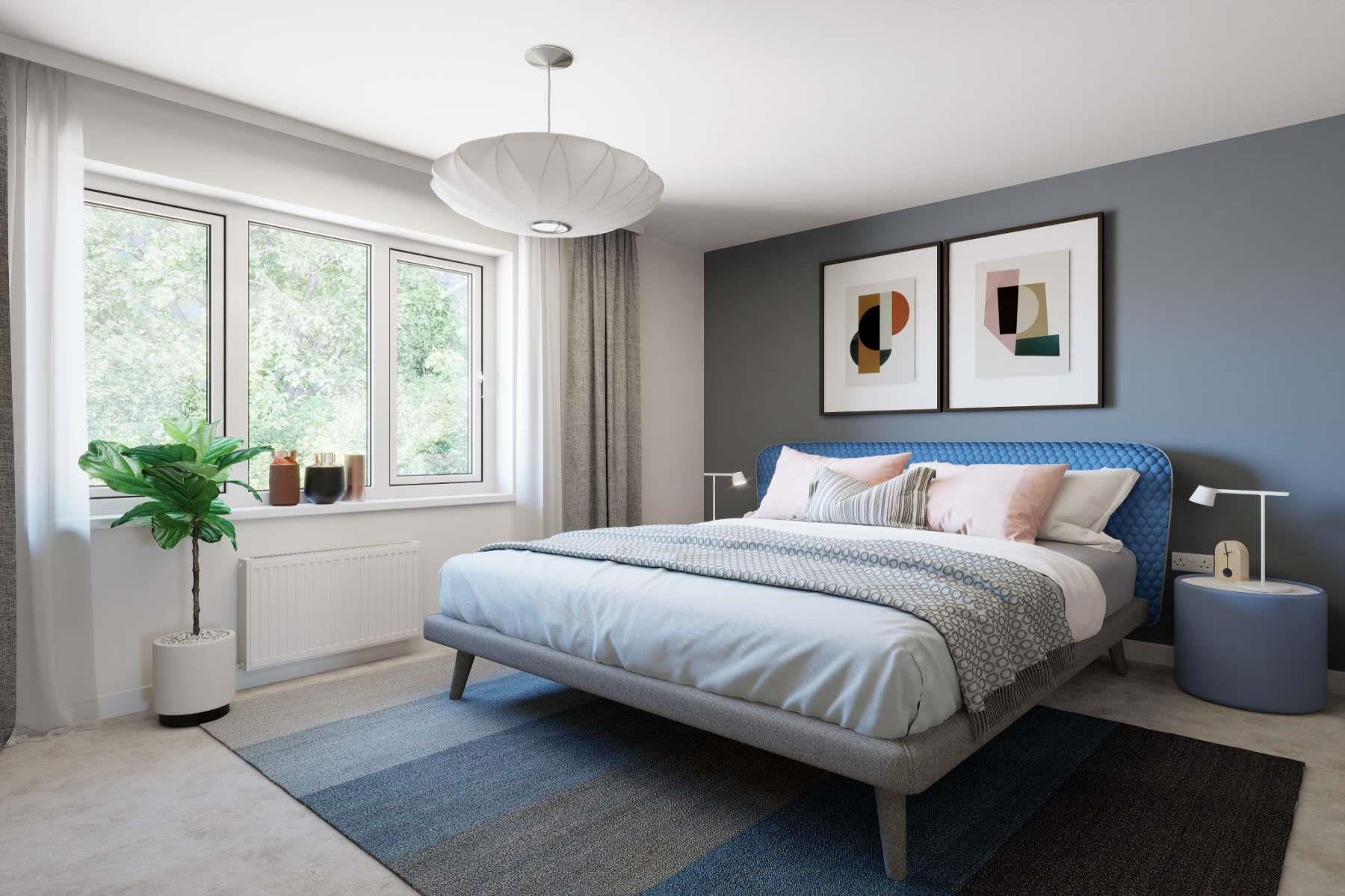 A spacious double bedroom to the back of the home