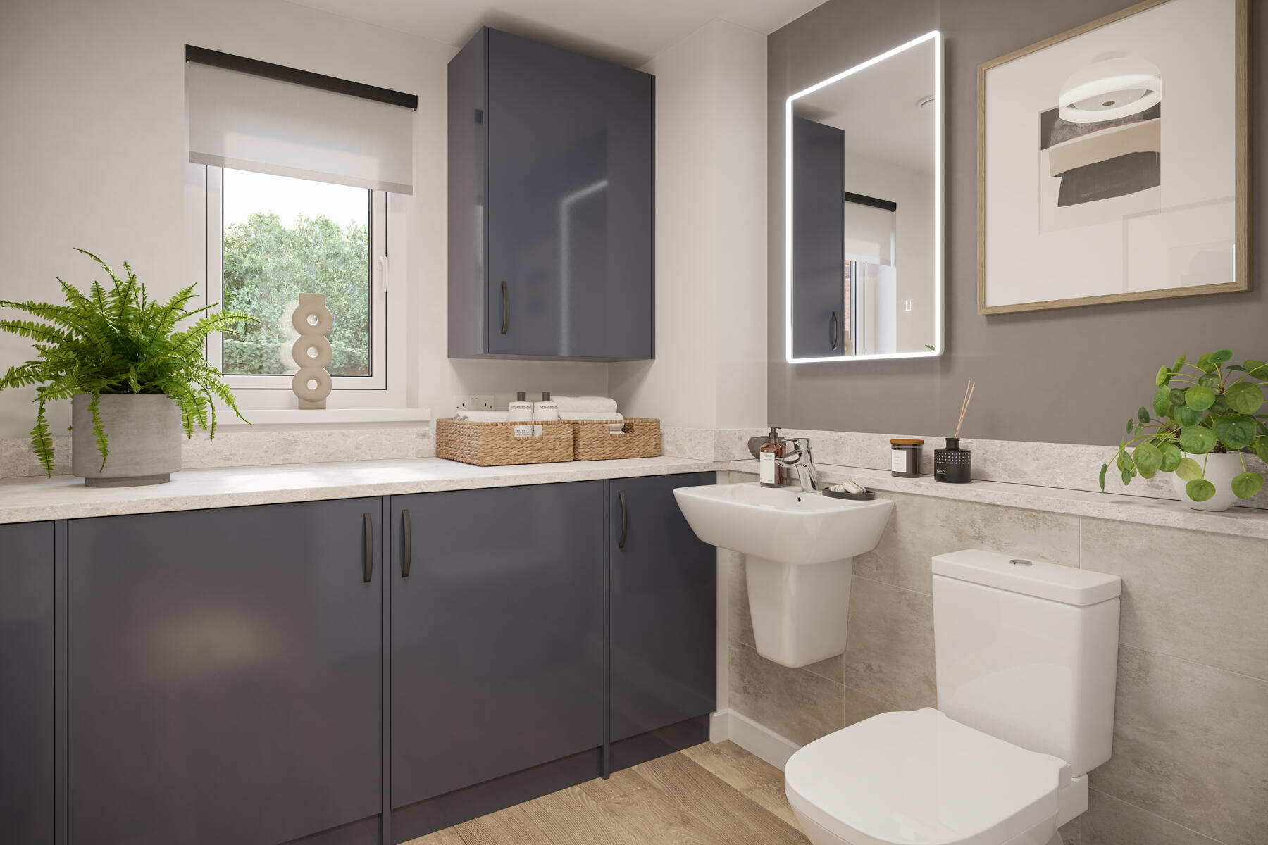 A handy downstairs WC utility adds a practical touch