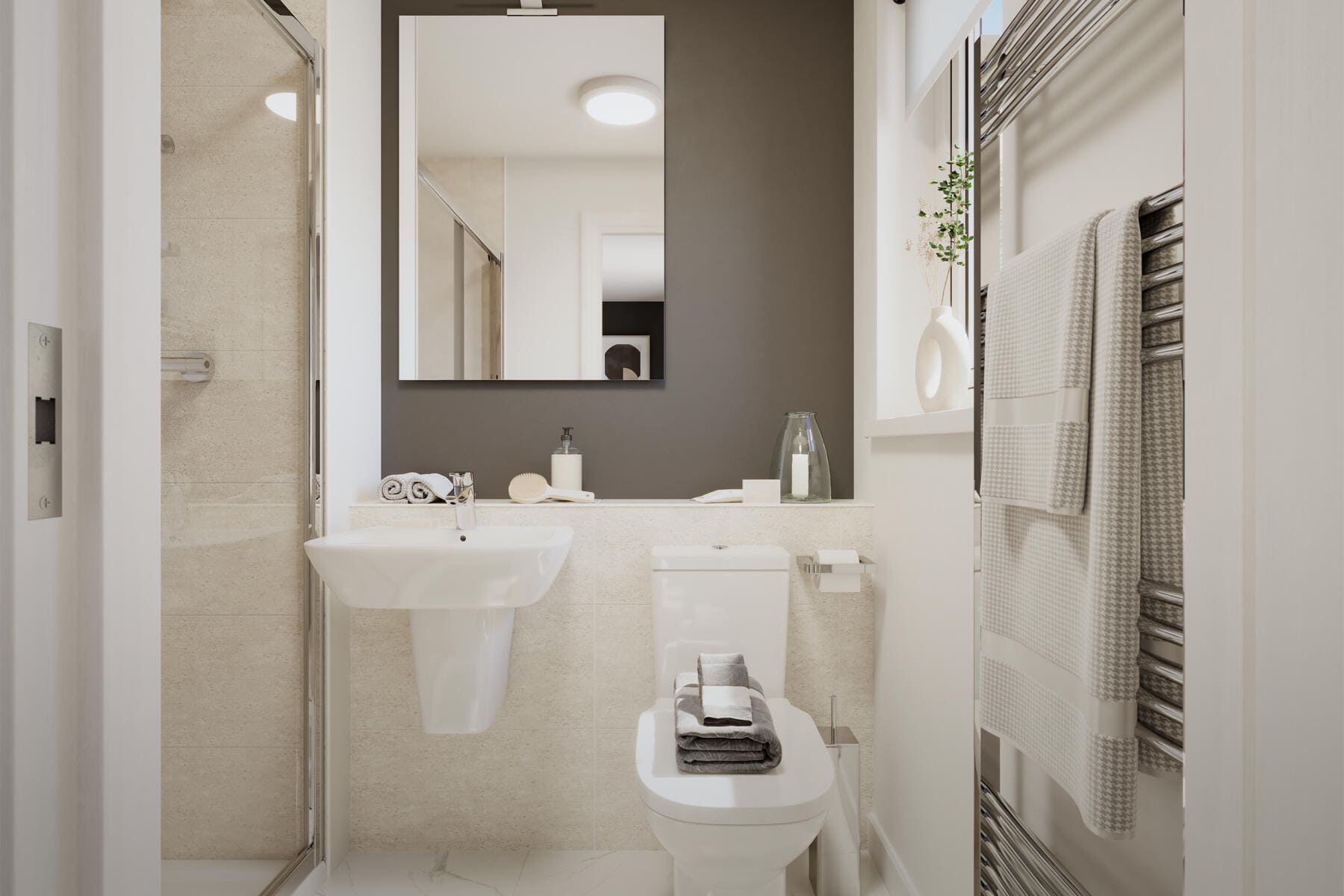 Toilet, sink and shower