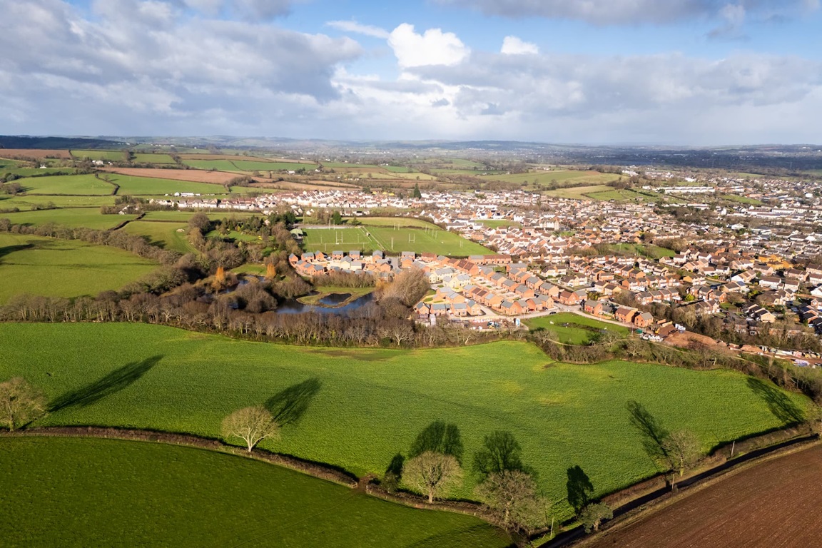 Drone image of Culm Valley Park
