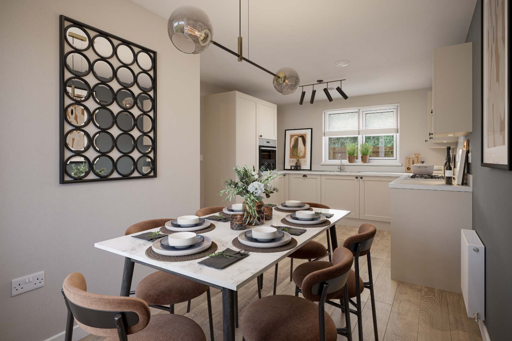 Open plan kitchen, diner