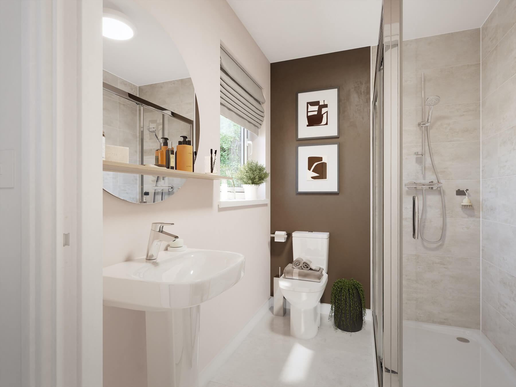 The en suite with high quality fixtures and fittings