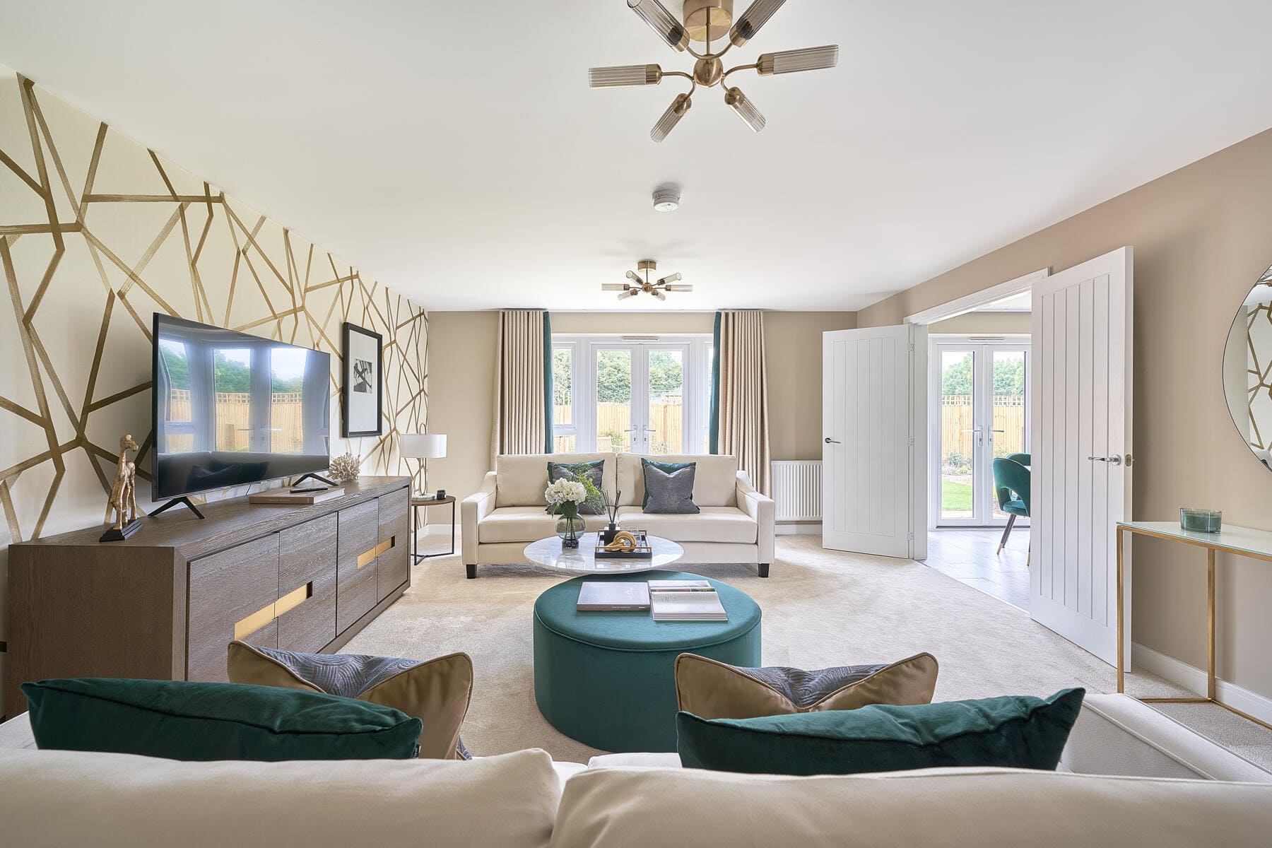 Lounge with sofas and TV