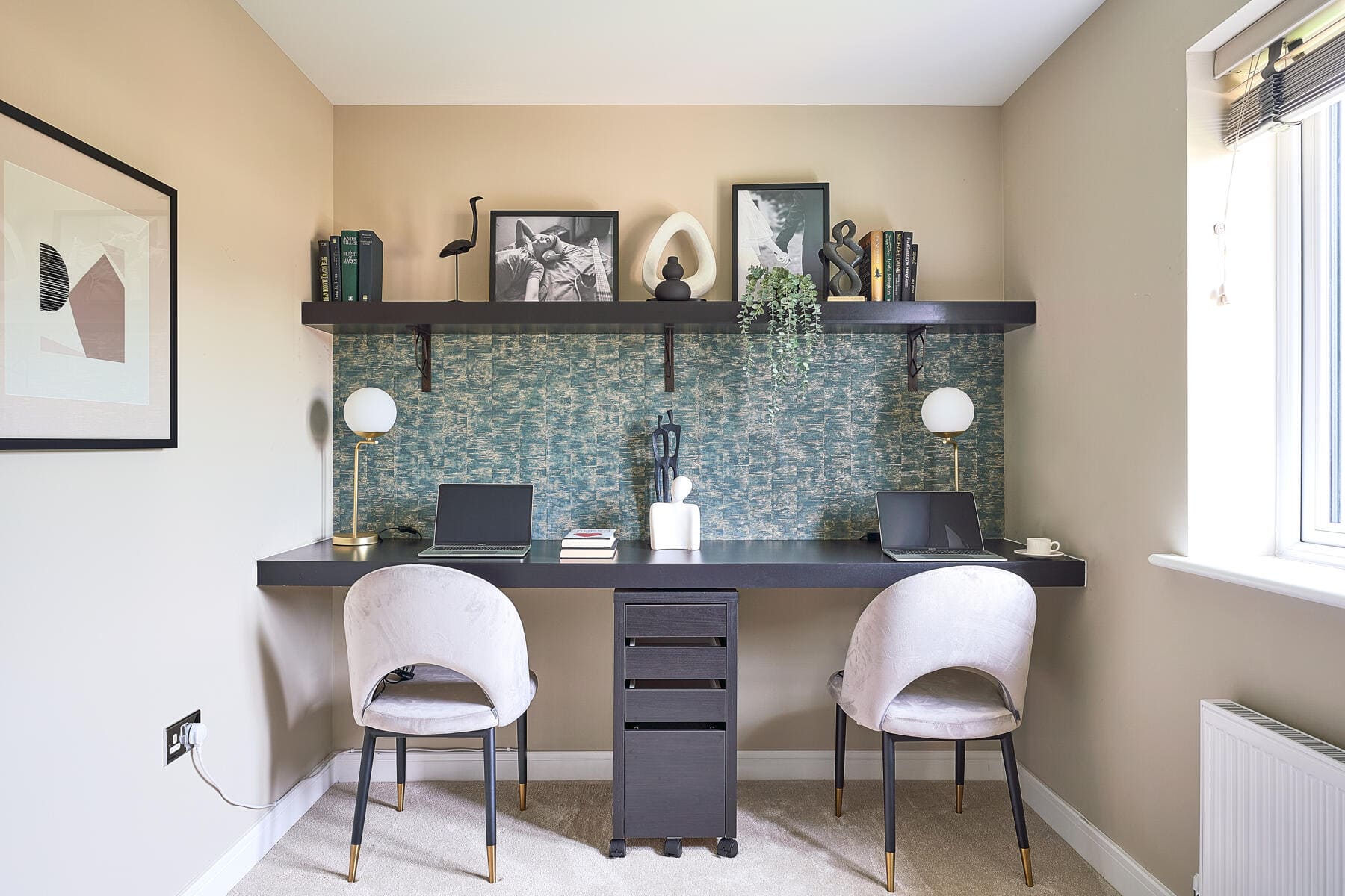 Double desk and chairs