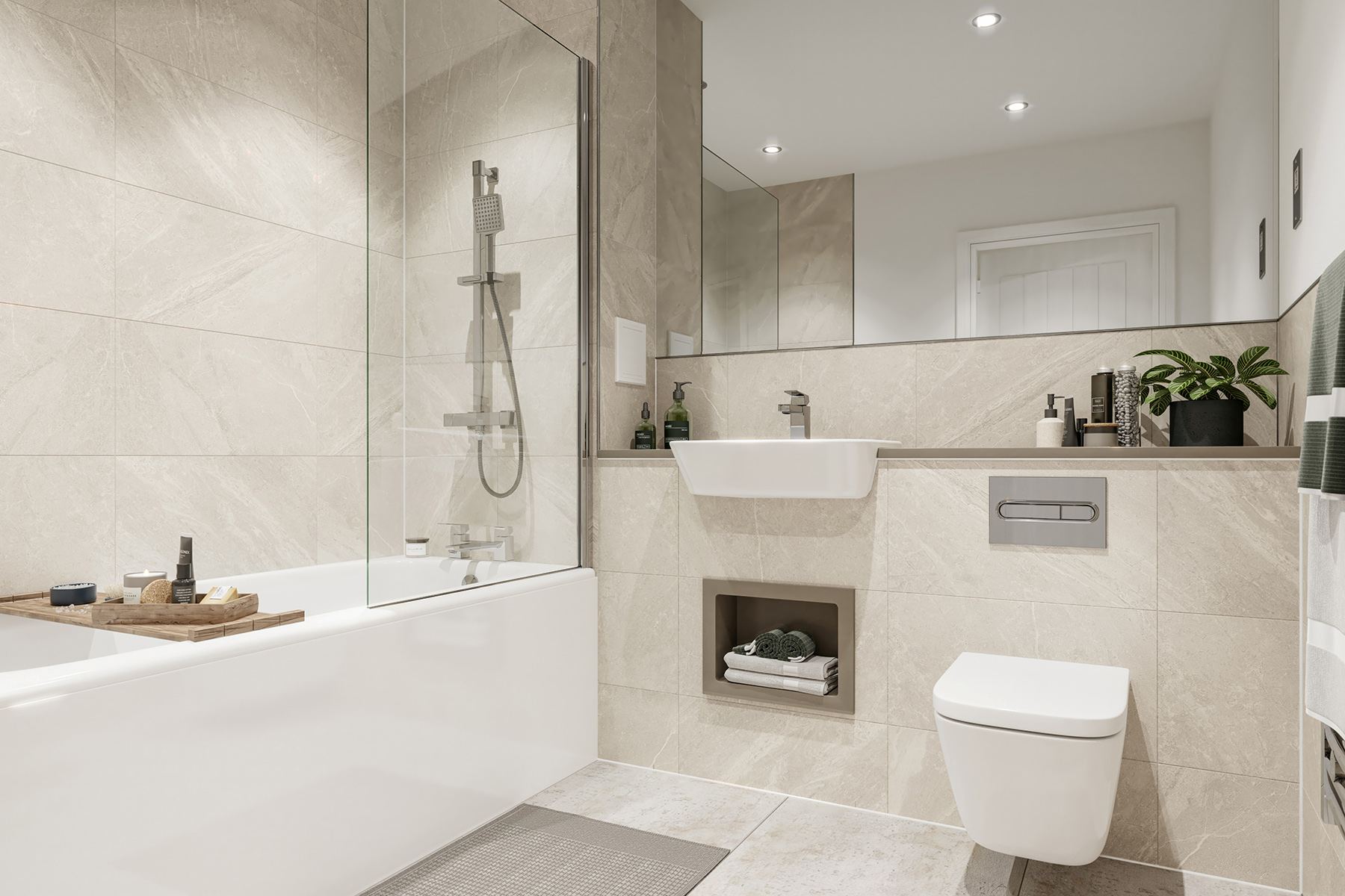 Contemporary bathroom finished in the Light & Earth palette