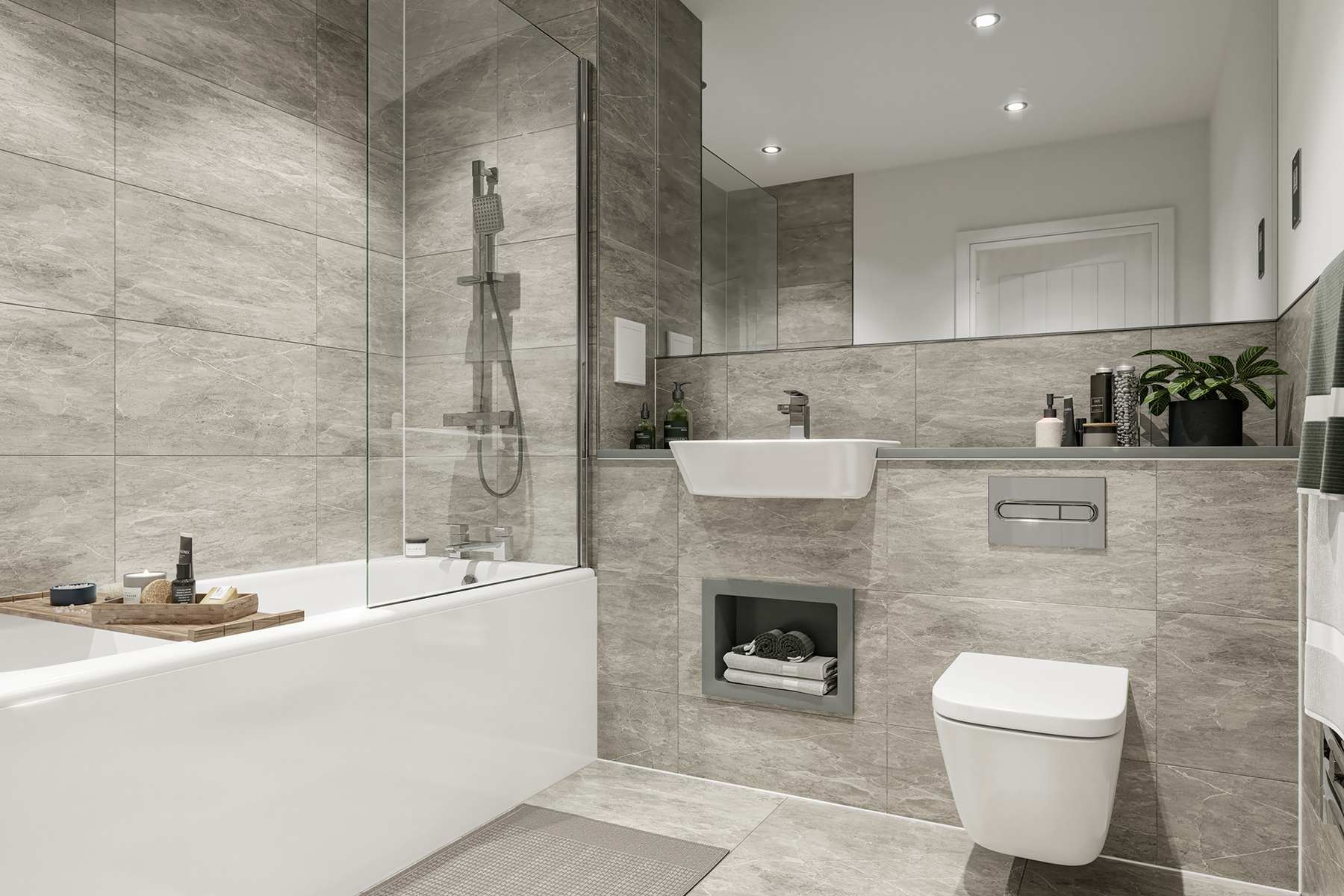 Contemporary bathroom finished in the River palette